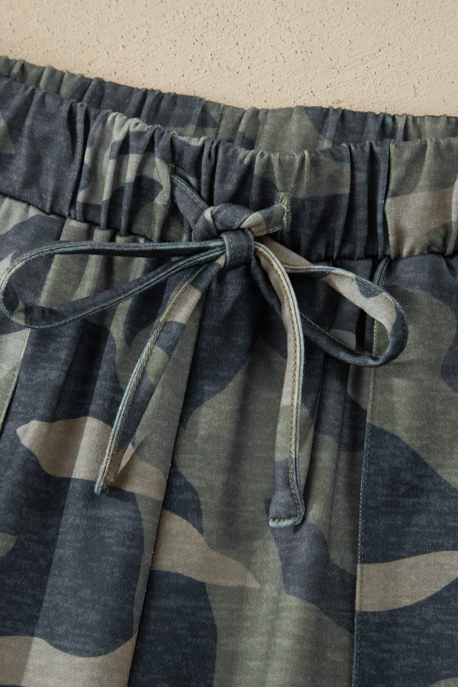 Green Camouflage Print Slim Tank Drawstring Pant Set