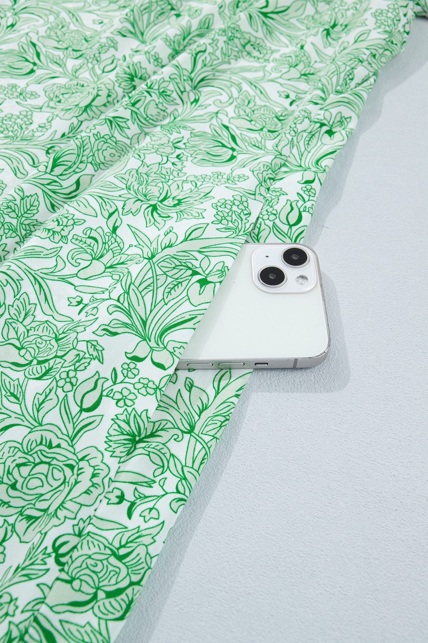 Green Plus Size Contrast Trim Flutter Sleeve Floral Kaftan Maxi Dress