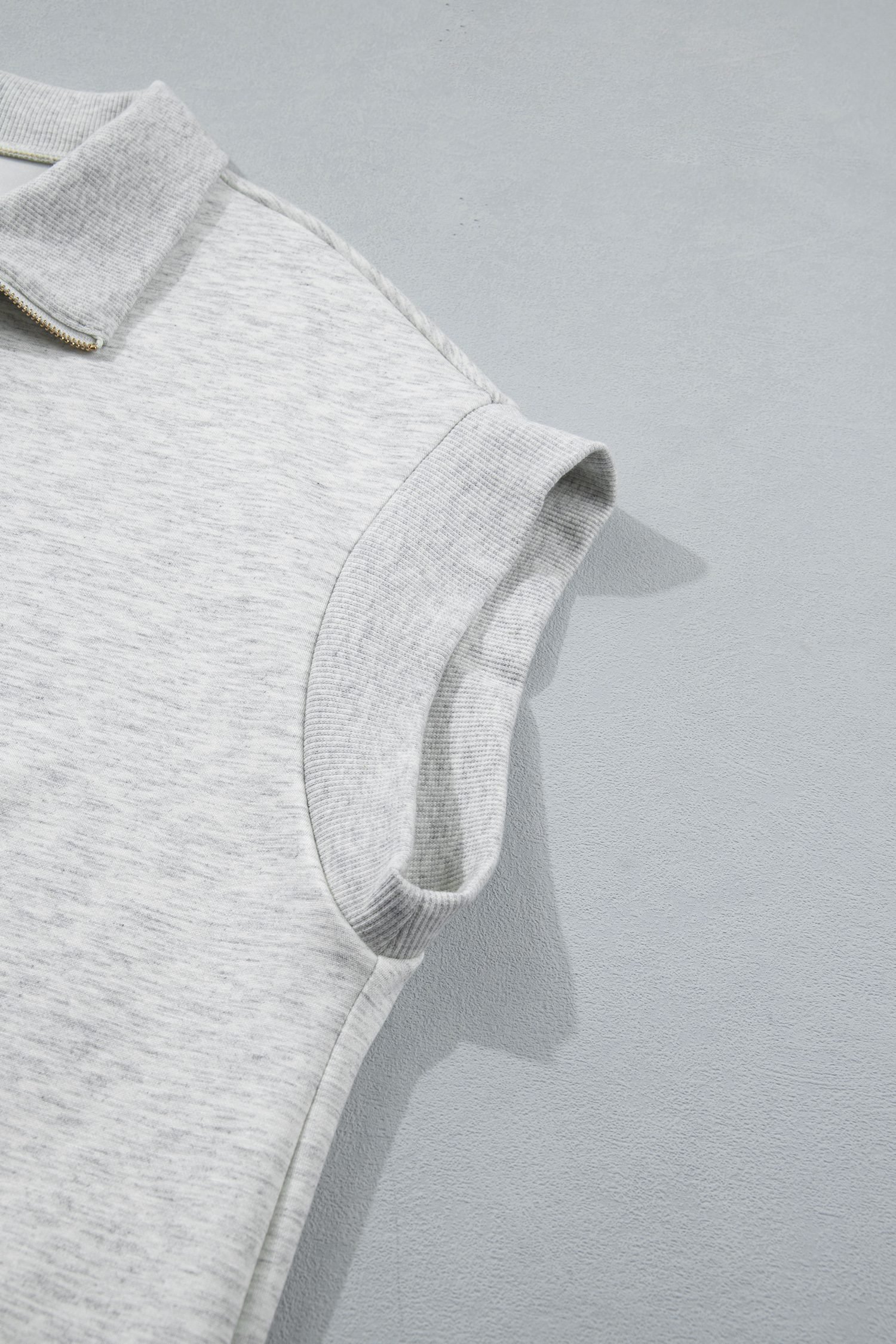 Light Grey Half Zip Polo Tee Loose Pants Plus Size 2pcs Outfit