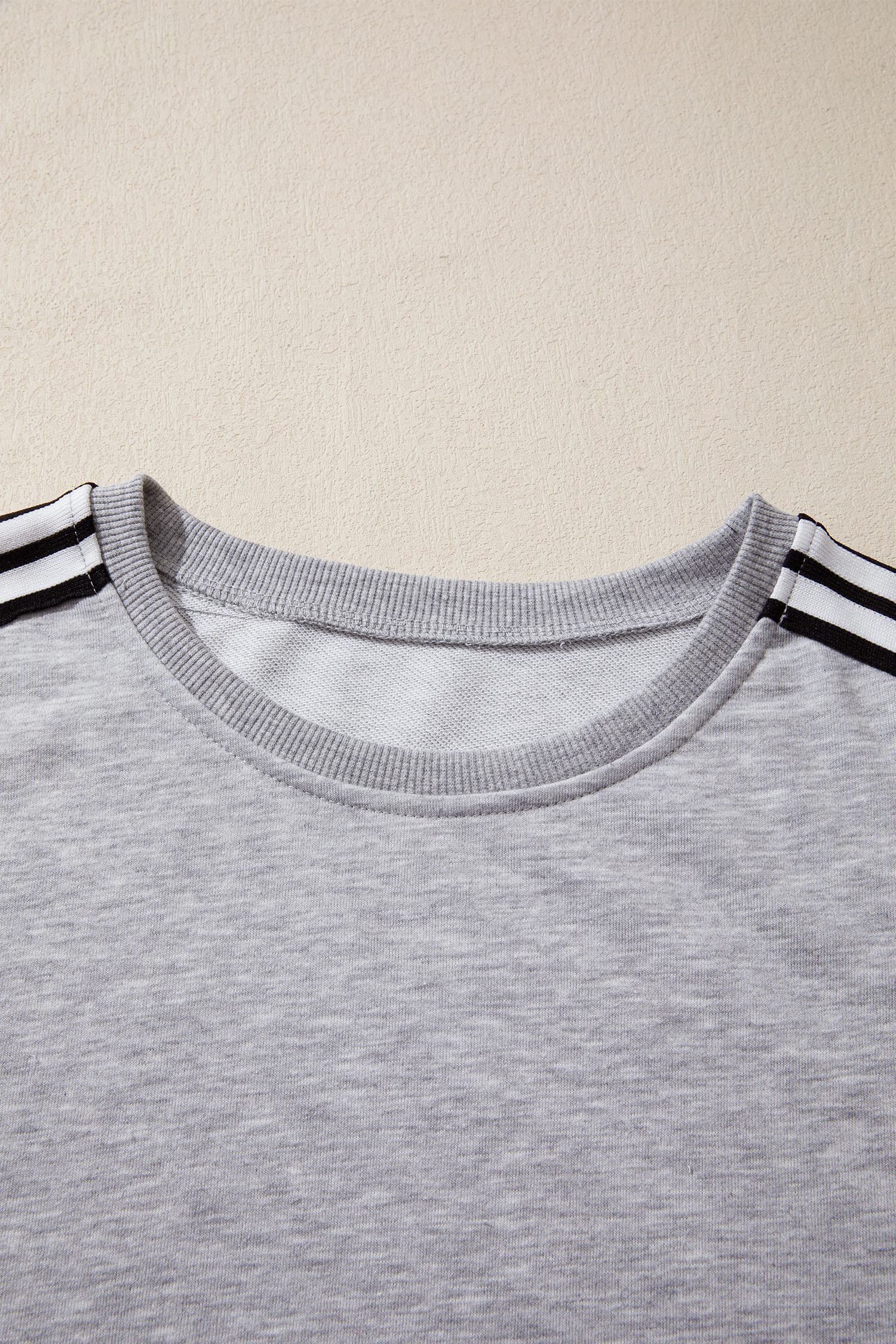 Light Grey Patchwork Detail Raw Edge Oversize Tee