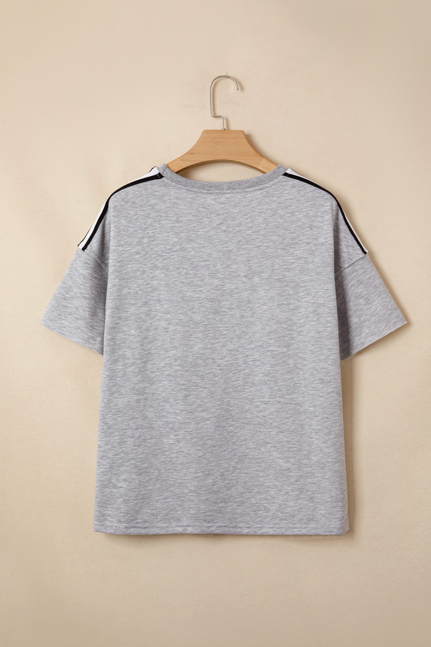 Light Grey Patchwork Detail Raw Edge Oversize Tee