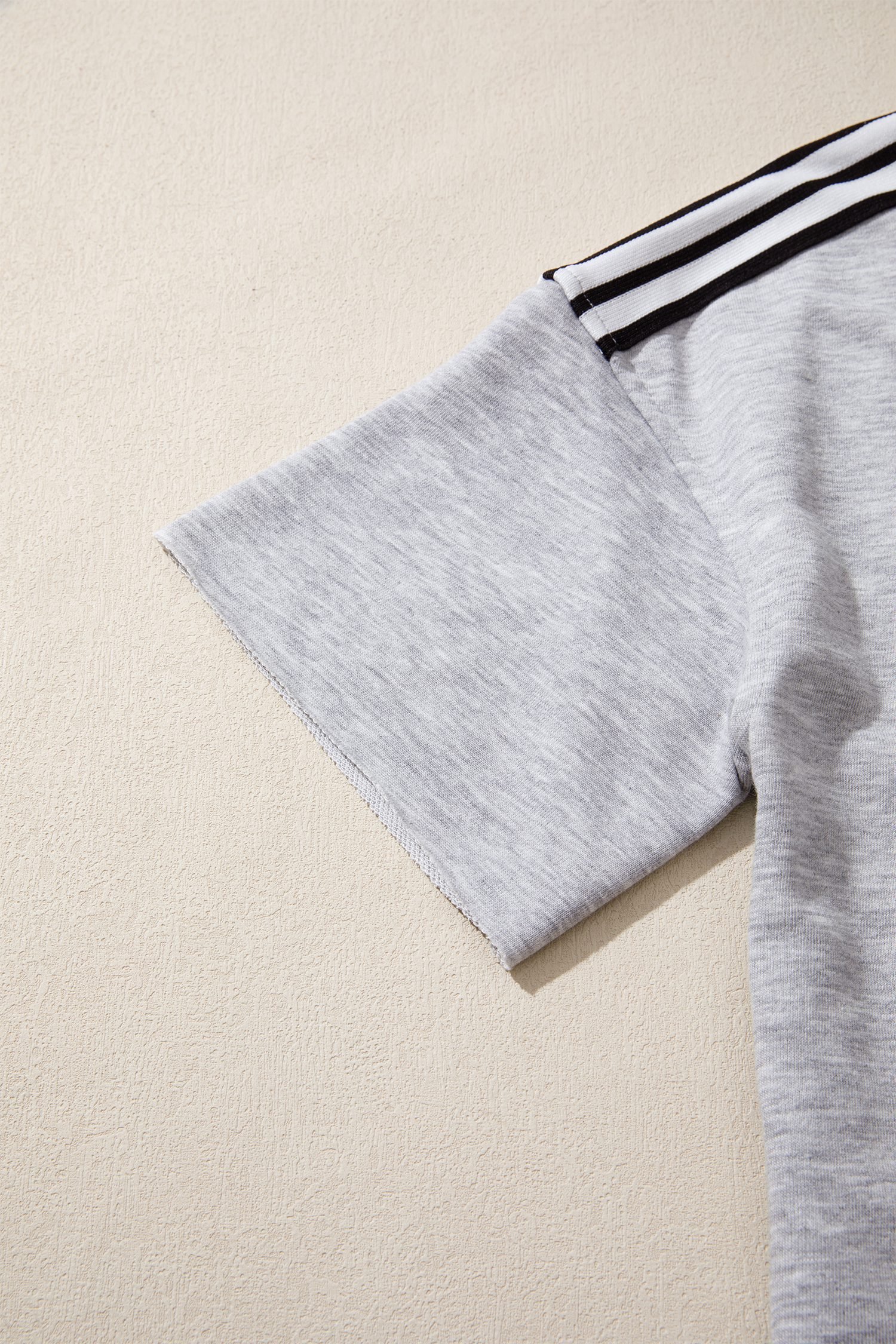 Light Grey Patchwork Detail Raw Edge Oversize Tee