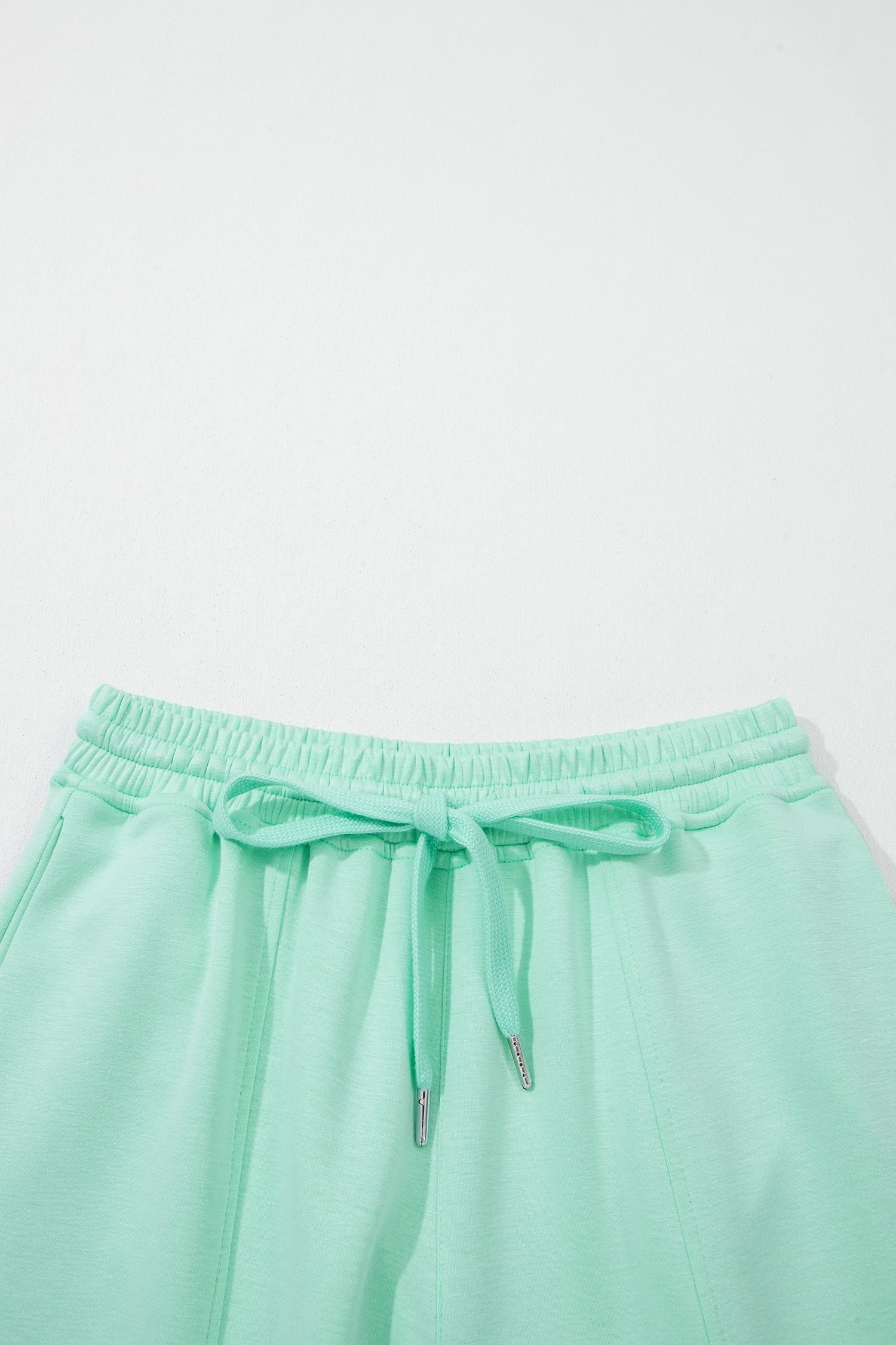 Moonlight Jade Drawstring Elastic Waistband Solid Color Two Piece Casual Set