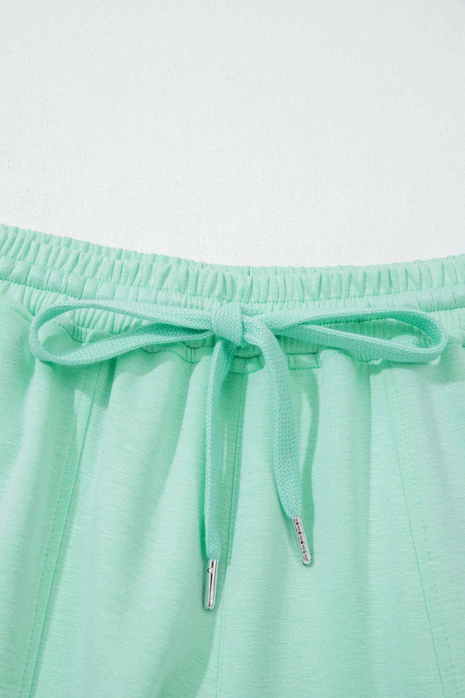 Moonlight Jade Drawstring Elastic Waistband Solid Color Two Piece Casual Set