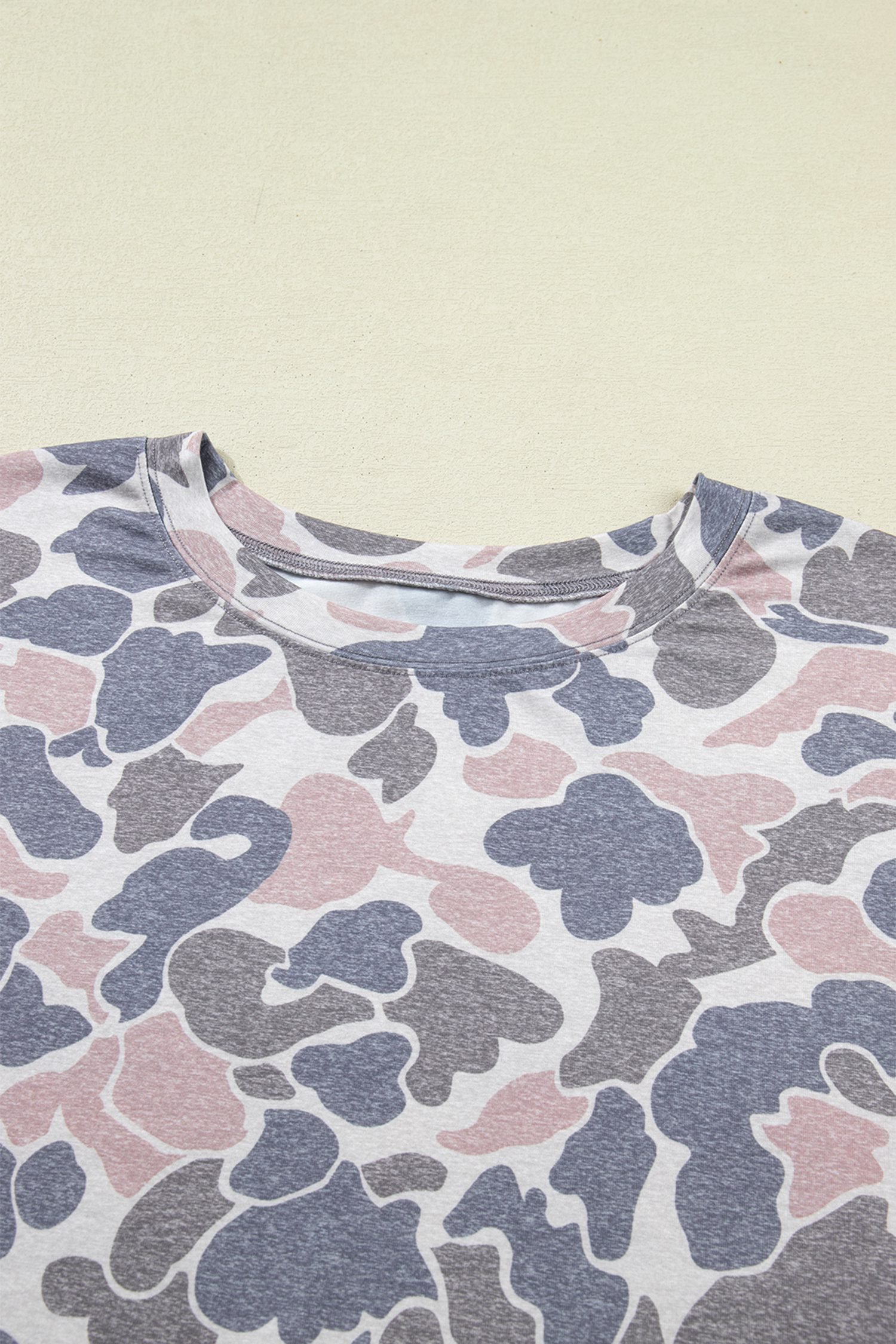 Multicolour Plus Size Camouflage Print Casual Tee and Shorts Set