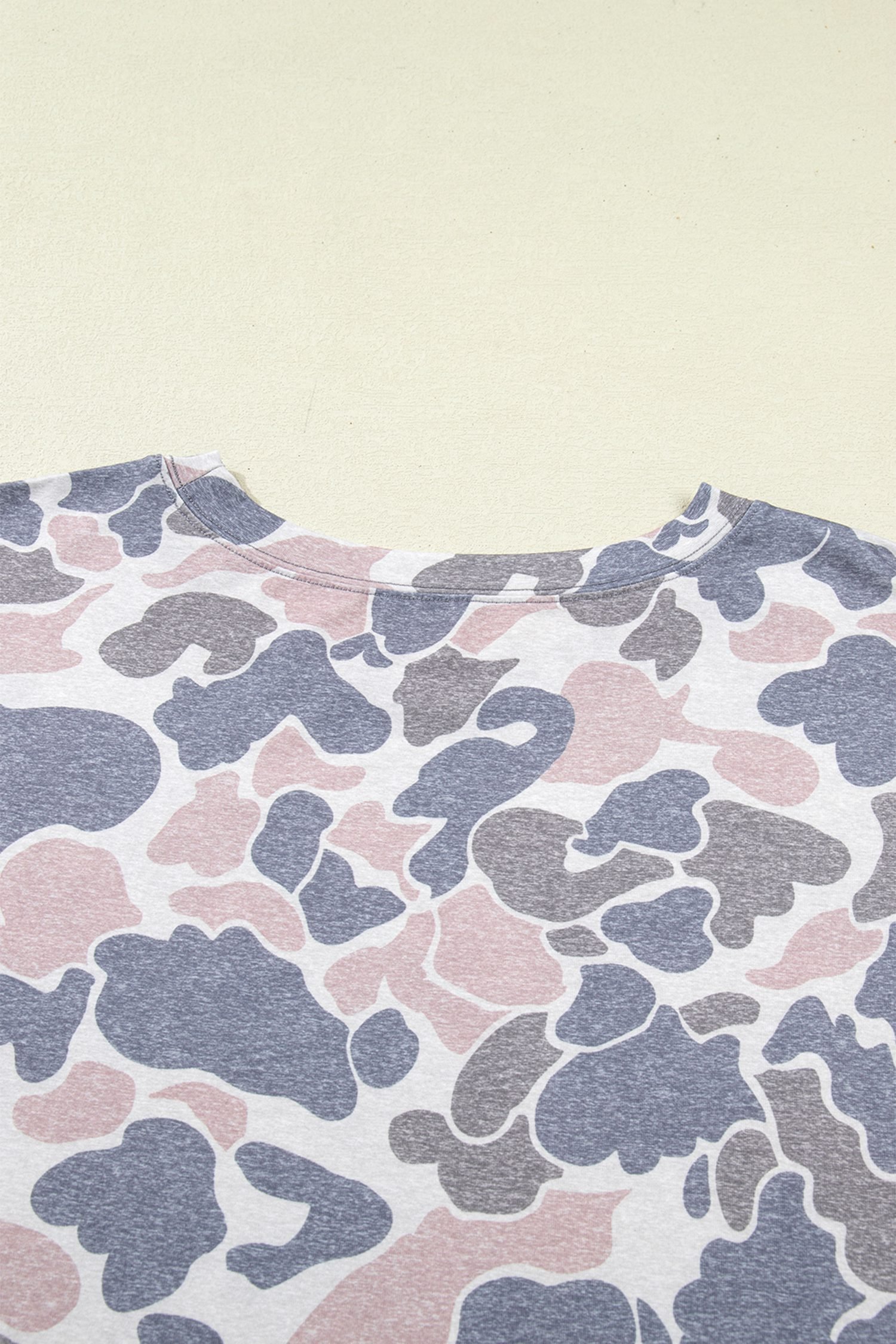 Multicolour Plus Size Camouflage Print Casual Tee and Shorts Set