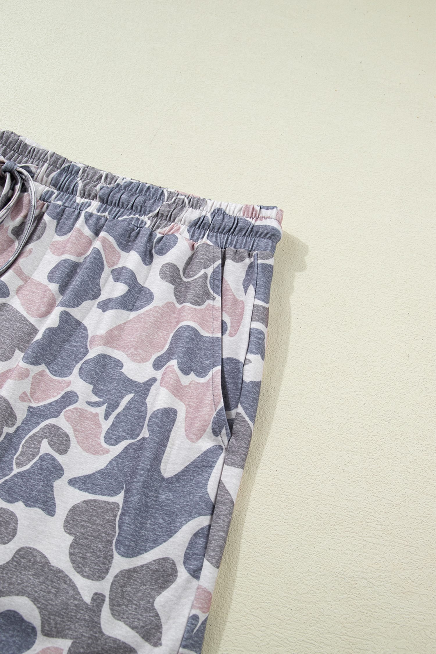 Multicolour Plus Size Camouflage Print Casual Tee and Shorts Set