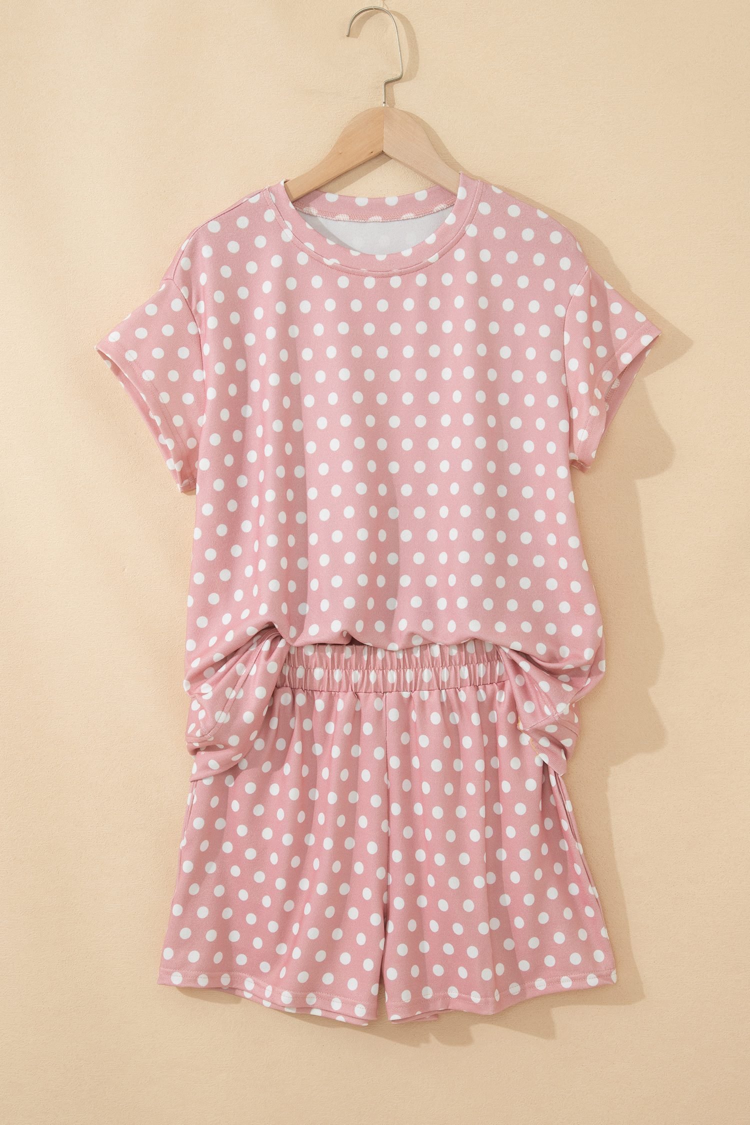 Pink Polka Dot Print Short Set