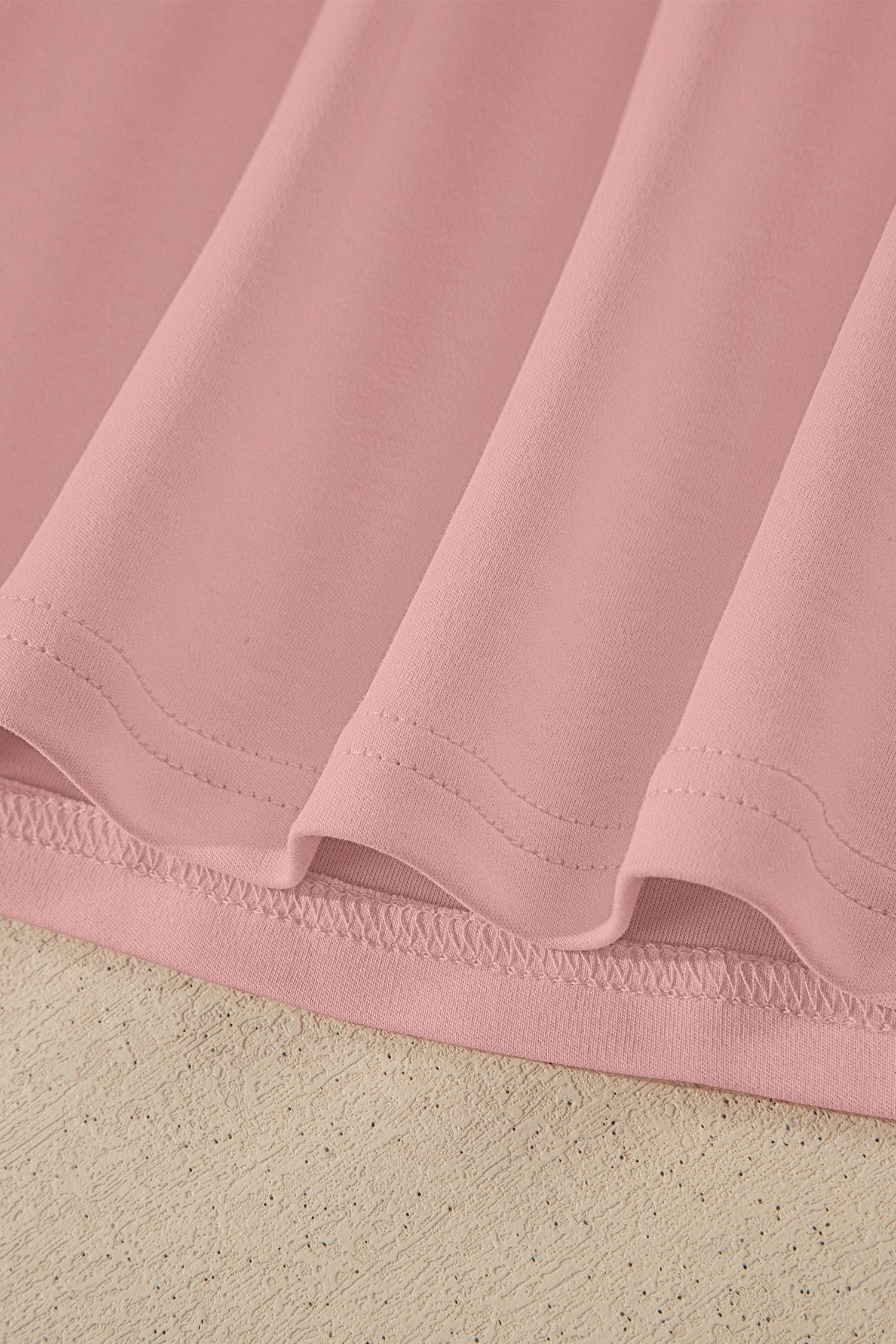 Pink Solid Color High Neck Oversize Tee