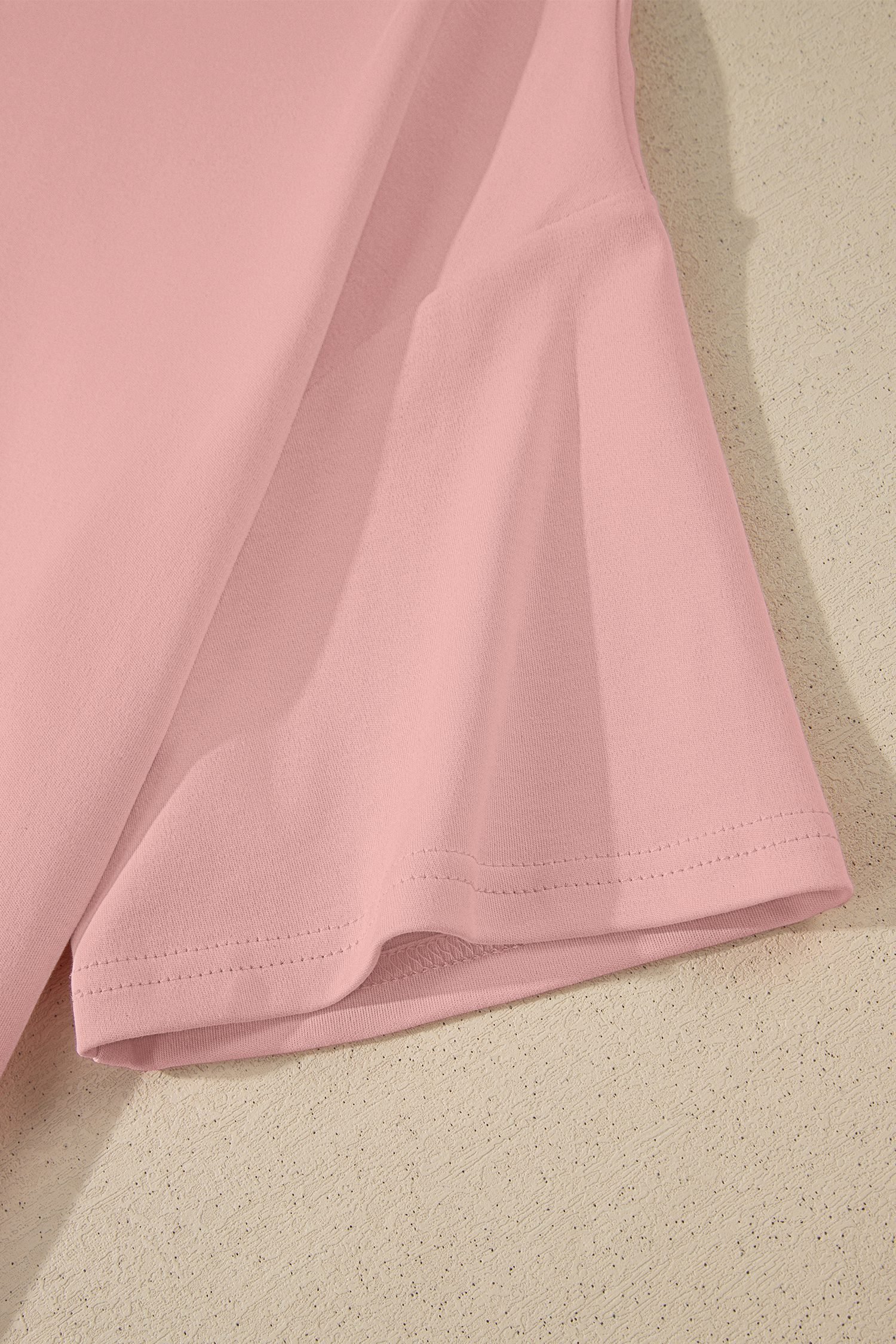 Pink Solid Color High Neck Oversize Tee