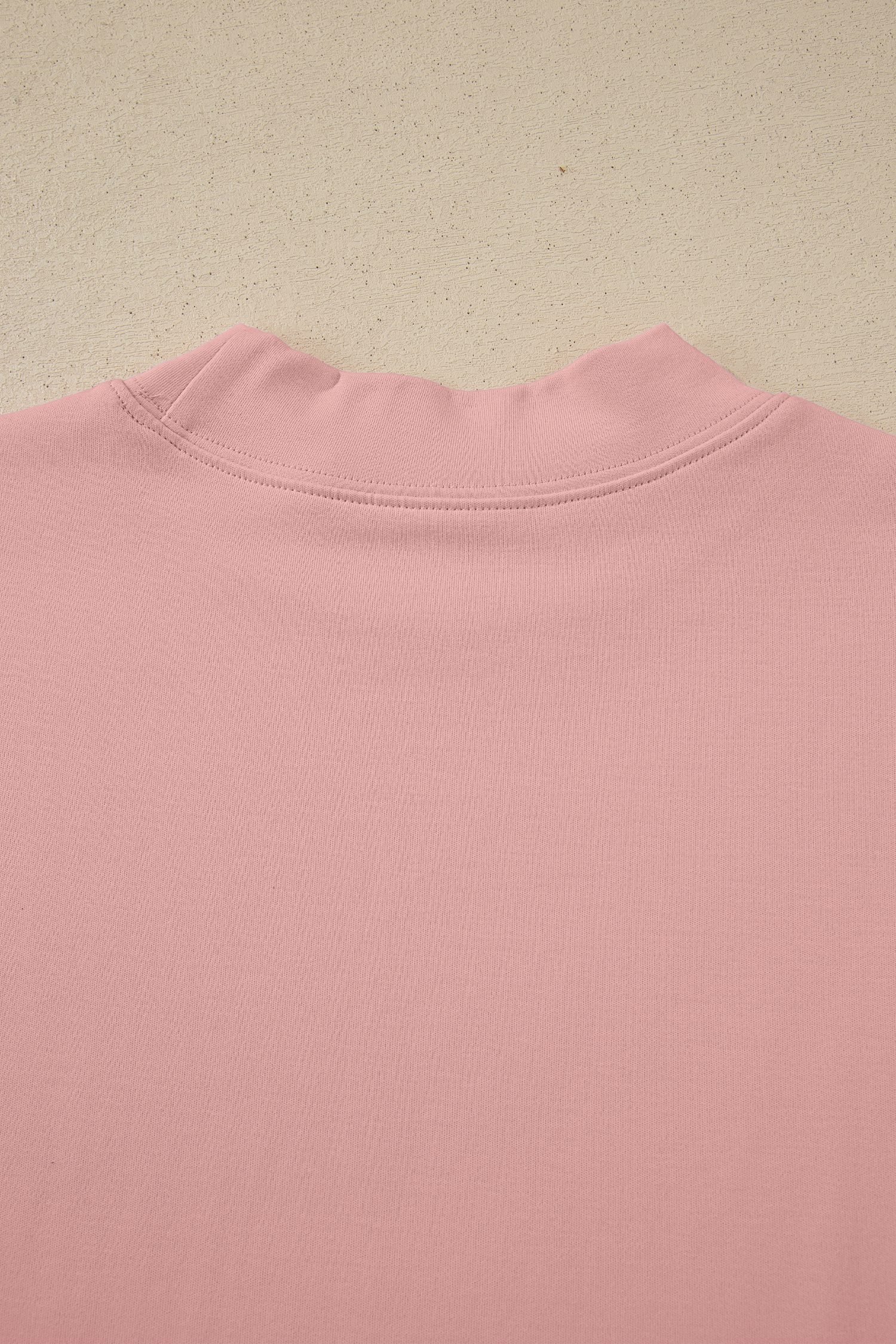 Pink Solid Color High Neck Oversize Tee