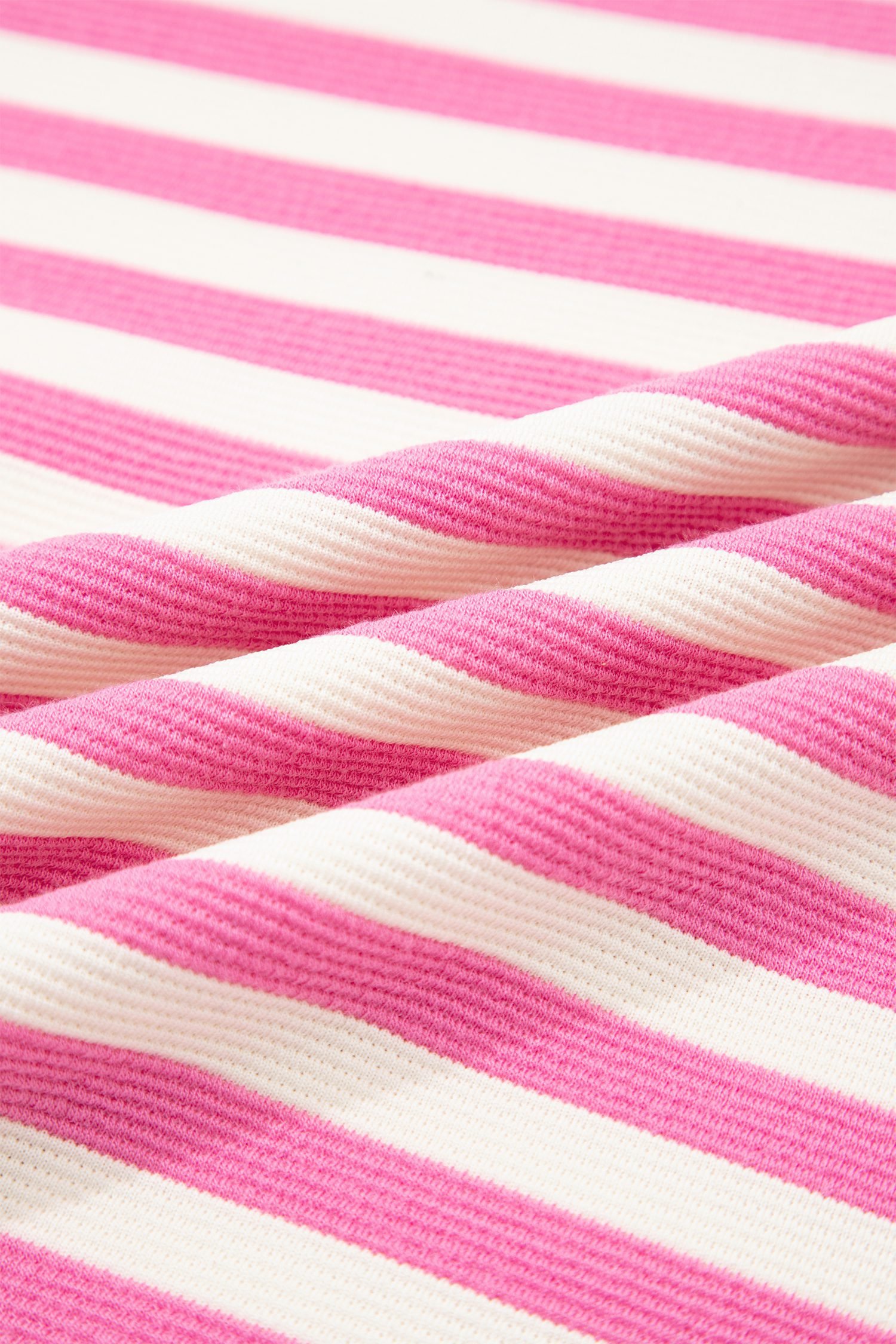 Pink Stripe Contrast Trim Short Sleeve Top Loose Shorts 2pcs Casual Outfit