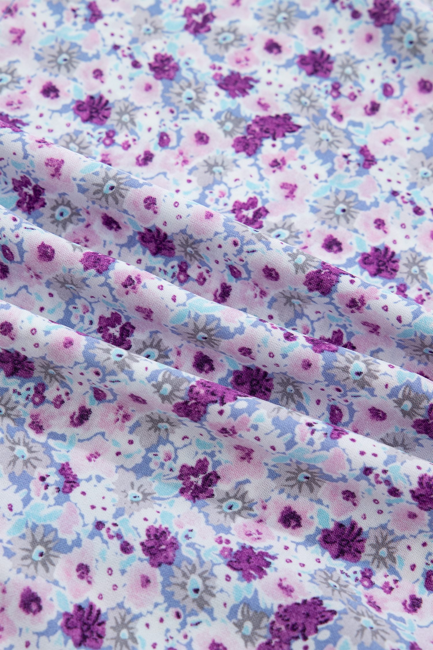 Purple Plus Size Floral Print Square Neck Smocked Maxi Dress
