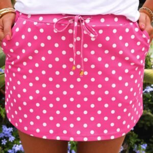 Sachet Pink Polka Dot Drawstring Casual Mini Skort