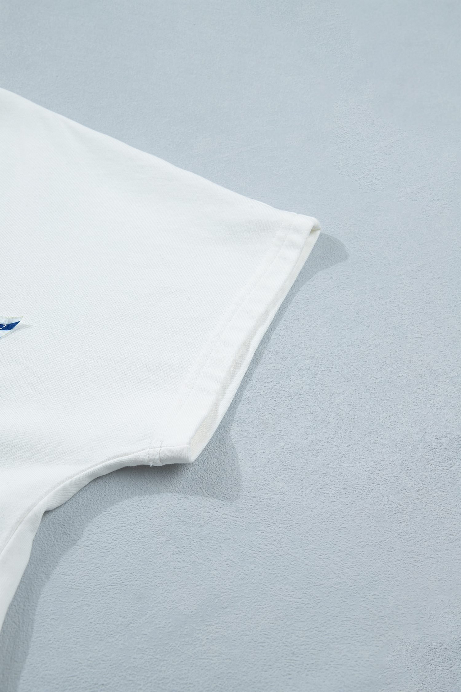White Patriot Star Patched Notched Neck Mineral Washed Tee