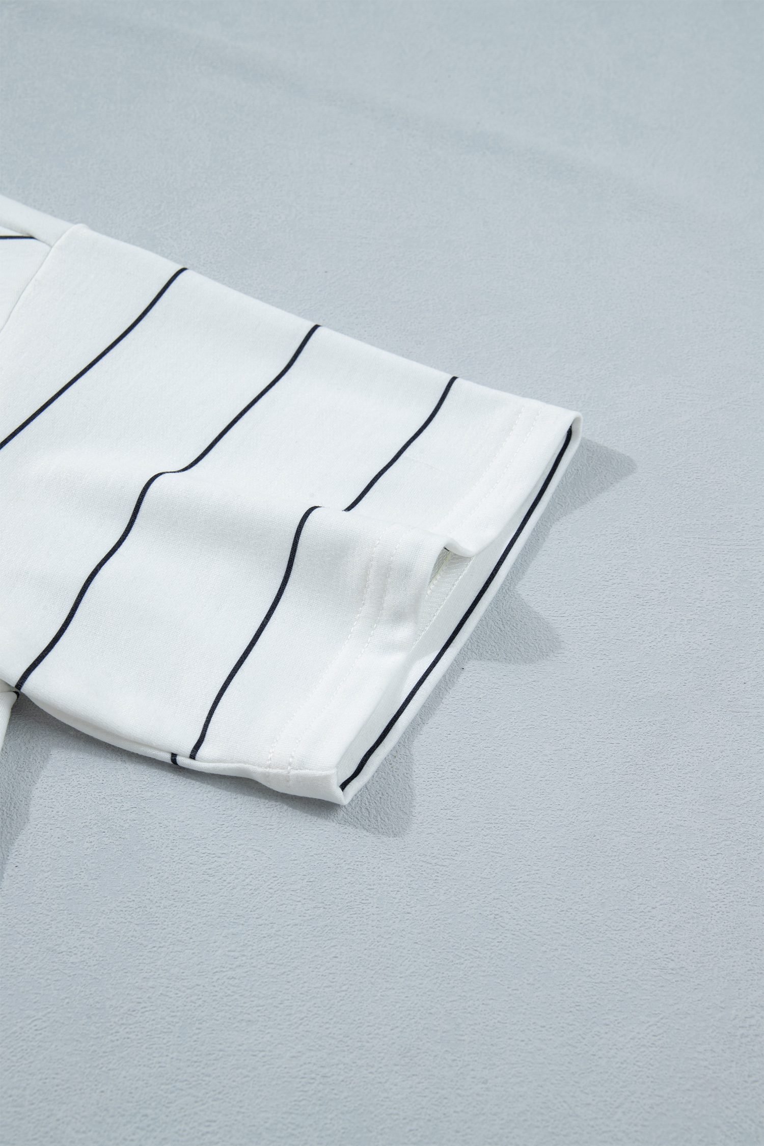White Stripe Half Sleeve Tee Drawstring Shorts 2pcs Set