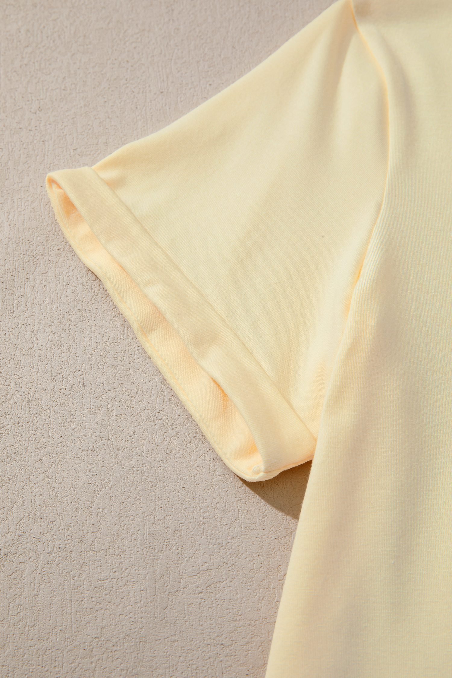 Yellow Cream Casual Plain Crew Neck Tee