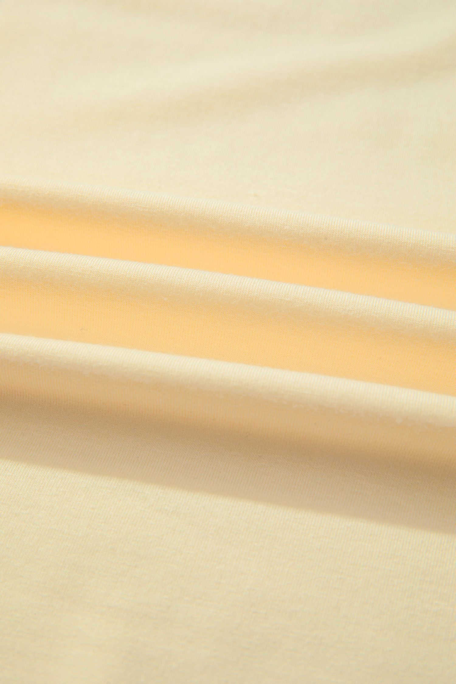 Yellow Cream Casual Plain Crew Neck Tee