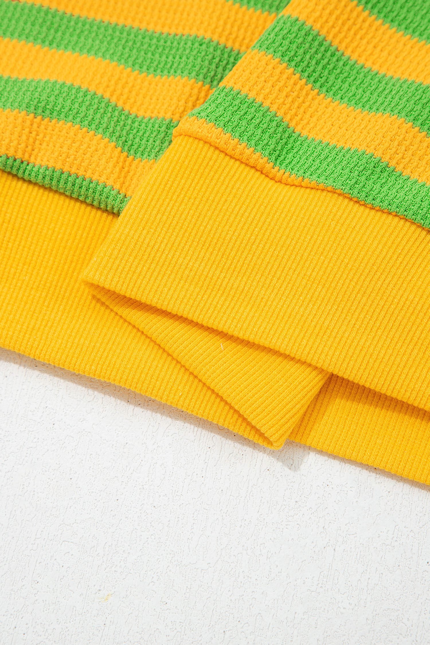 Yellow Stripe Puff Short Sleeve T Shirt Matching Shorts Set