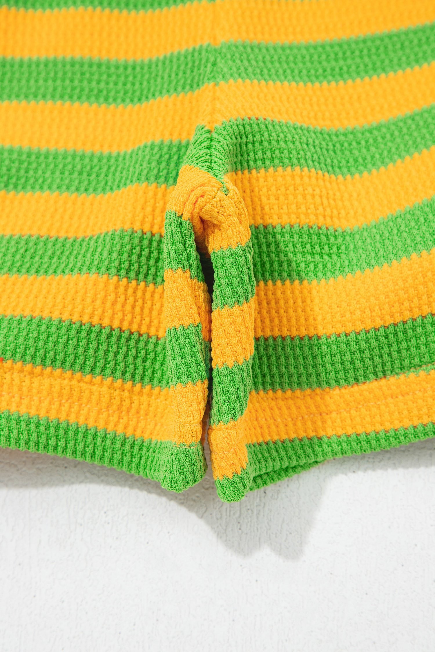Yellow Stripe Puff Short Sleeve T Shirt Matching Shorts Set