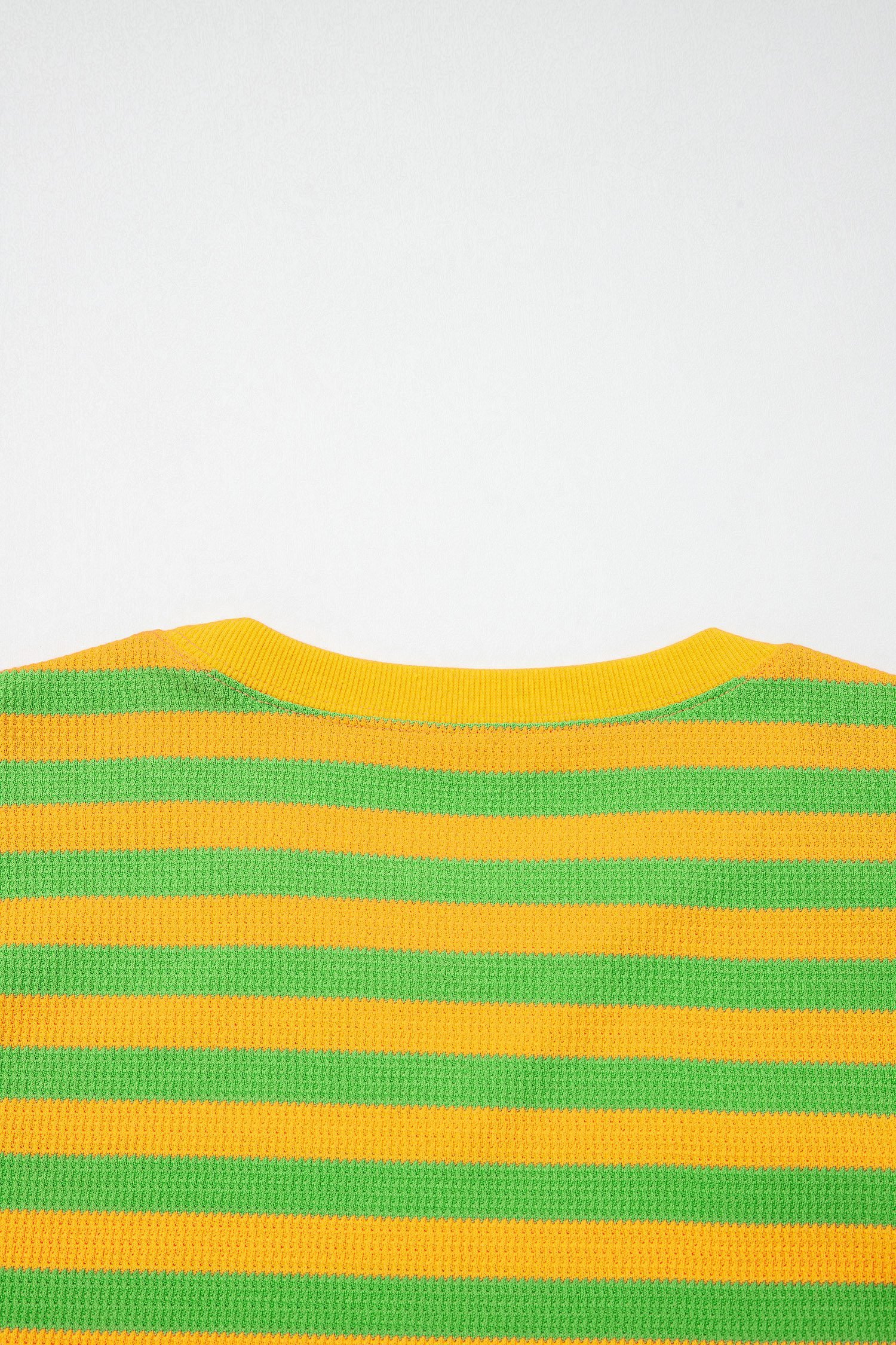 Yellow Stripe Puff Short Sleeve T Shirt Matching Shorts Set