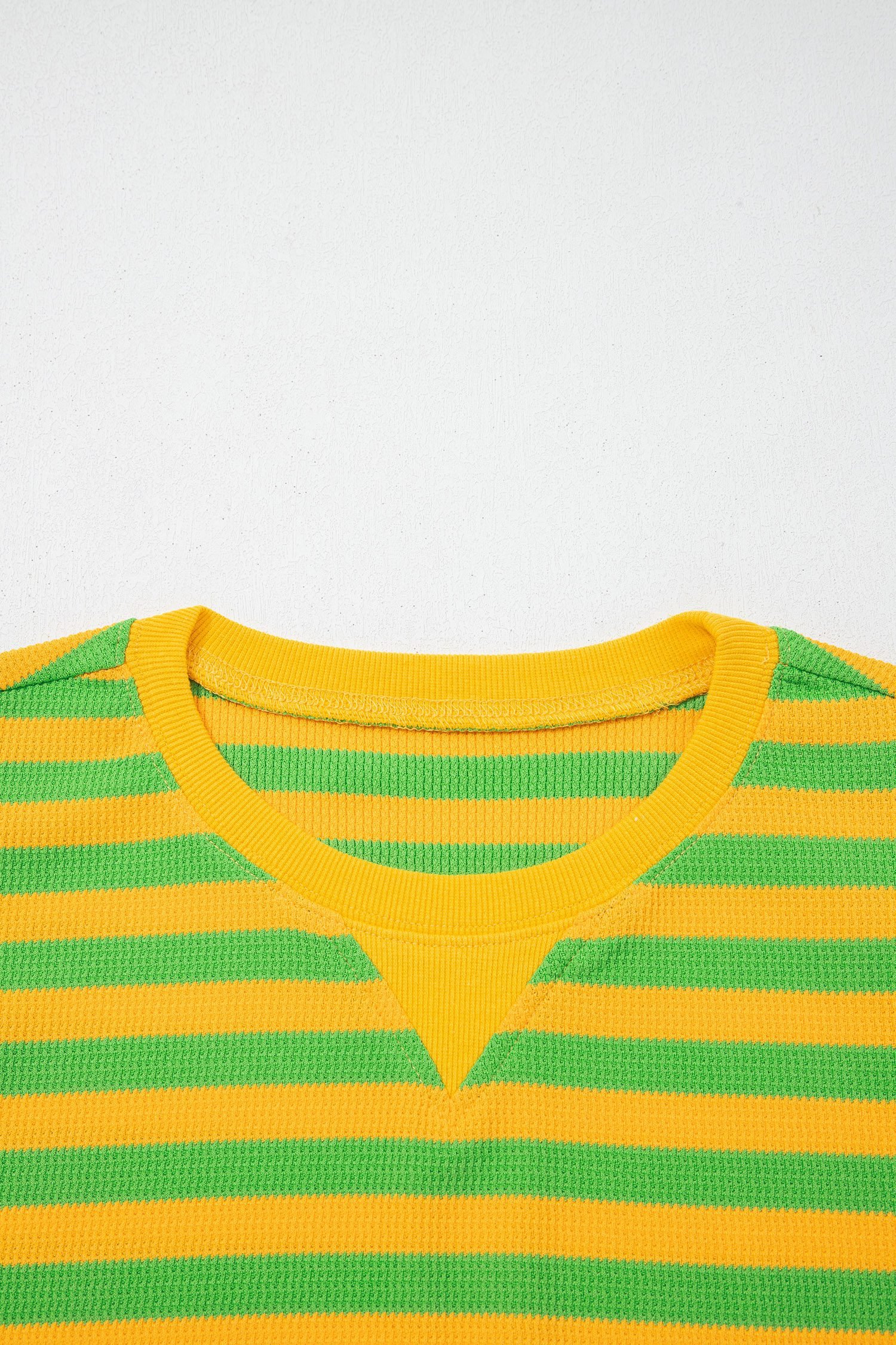 Yellow Stripe Puff Short Sleeve T Shirt Matching Shorts Set