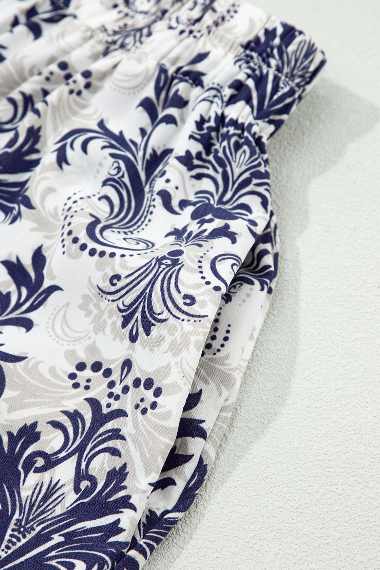 Blue Bohemian Floral Print Tiered Maxi Skirt with Split - Image 9