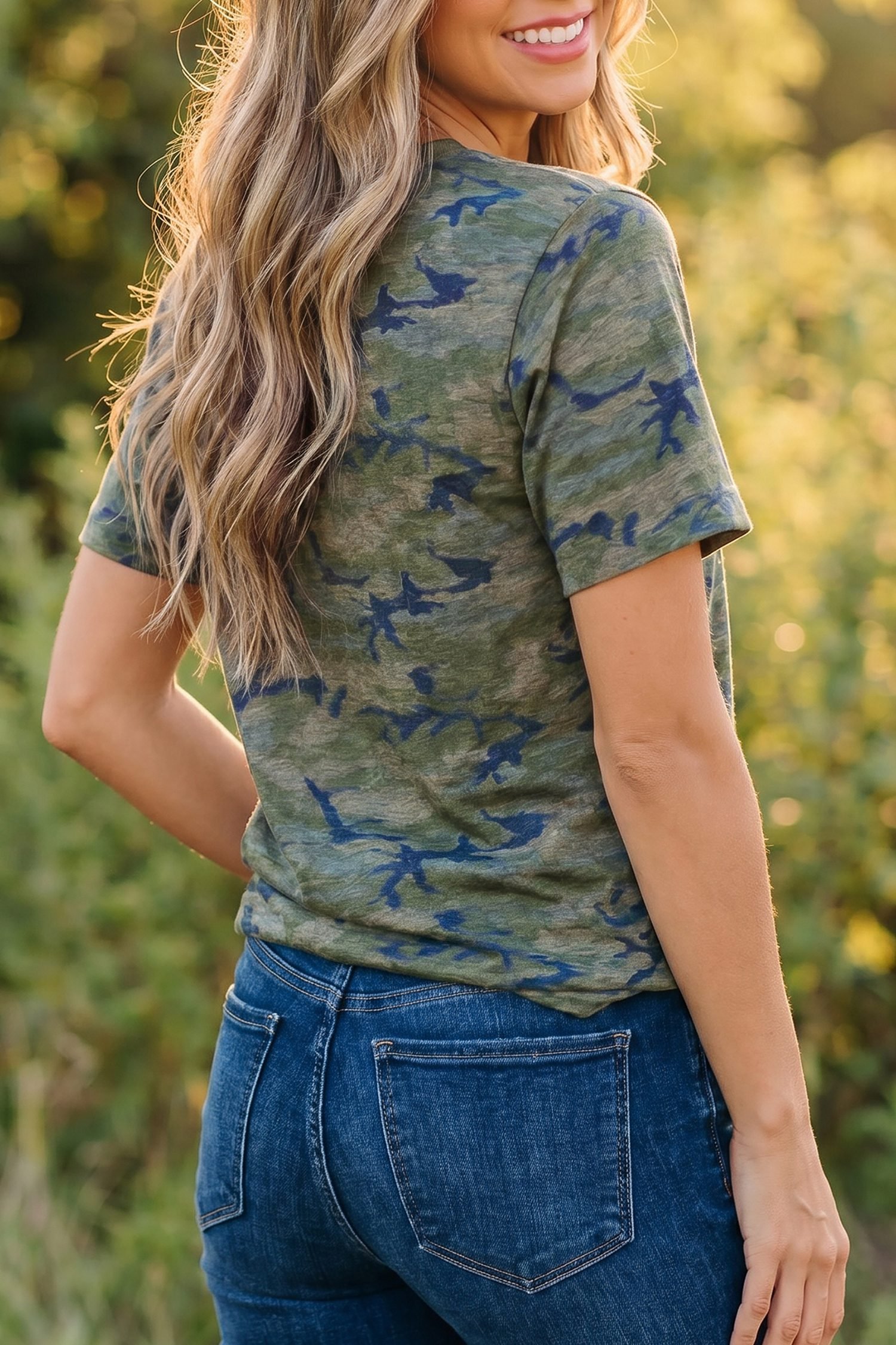 Multicolour Stylish Camouflage Print America Patriotic Tee - Image 2