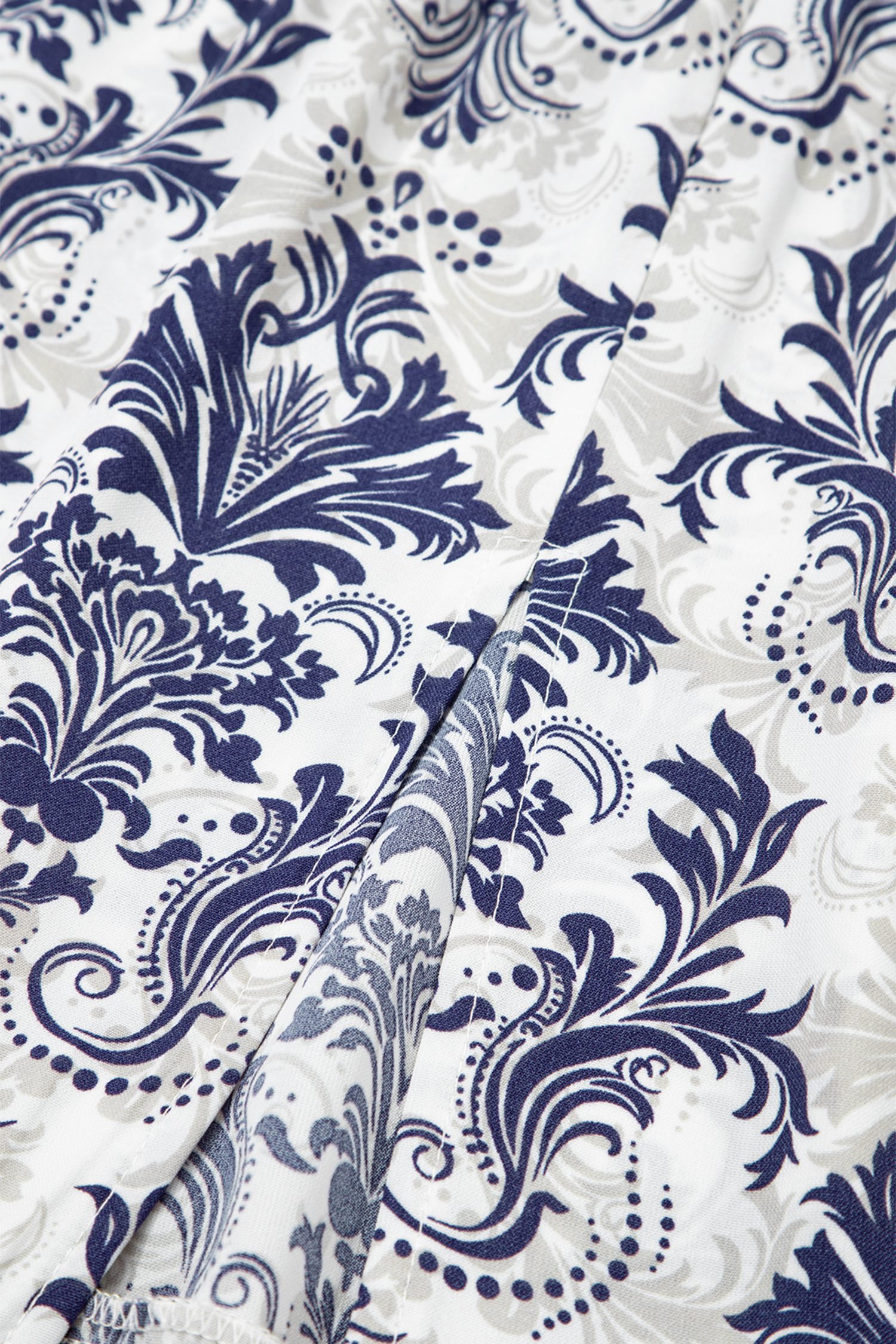 Blue Bohemian Floral Print Tiered Maxi Skirt with Split - Image 7