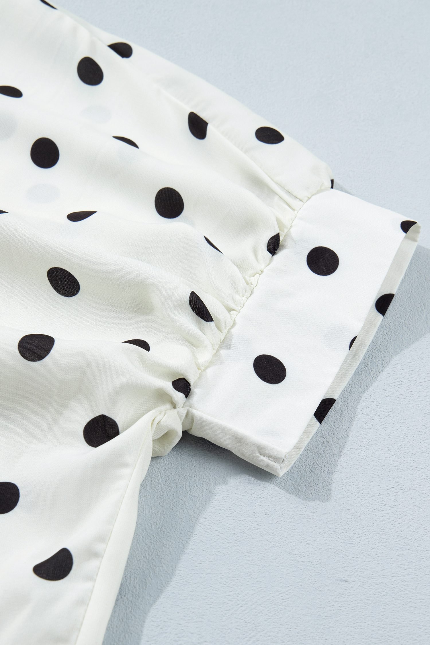 Beige Polka Dot Print Loose Dolman Shirt