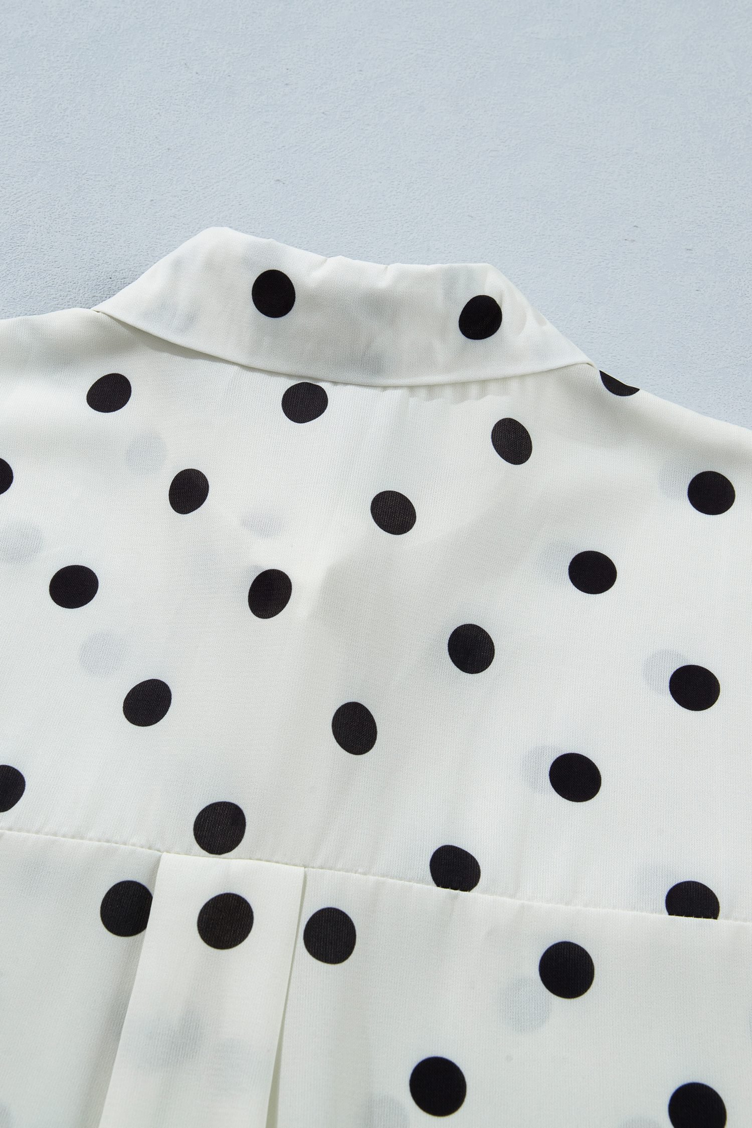 Beige Polka Dot Print Loose Dolman Shirt