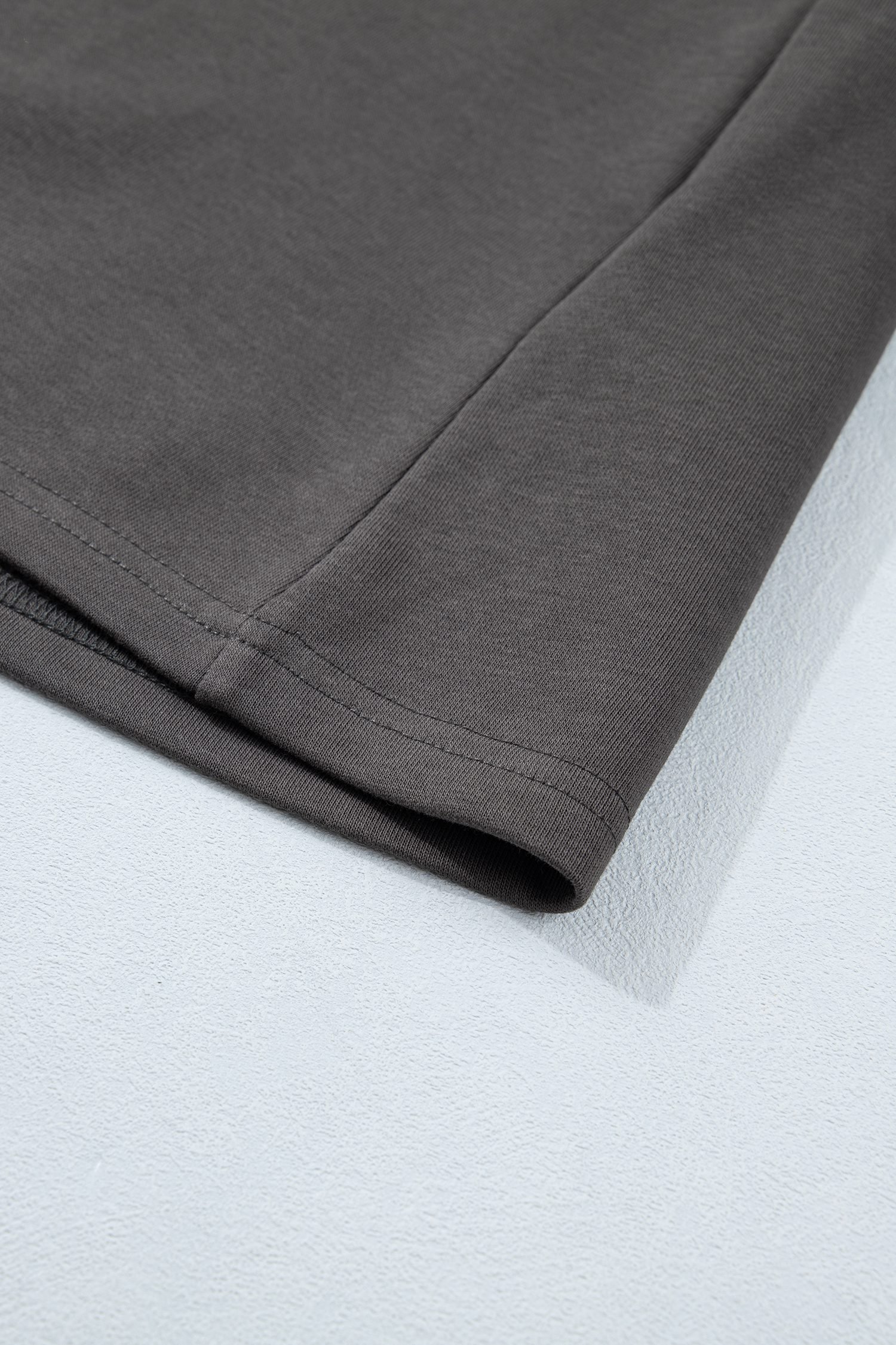 Carbon Grey Color Block Denim Patchwork Polo Collar T Shirt Shift Dress