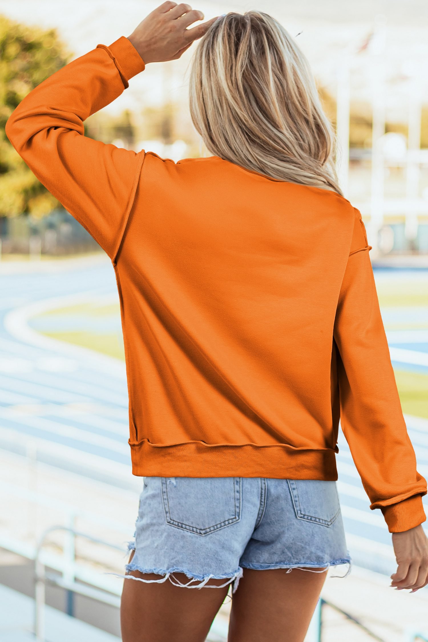 Carrot Oversize Drop Shoulder Reversible Mock Neck Sweatshirt