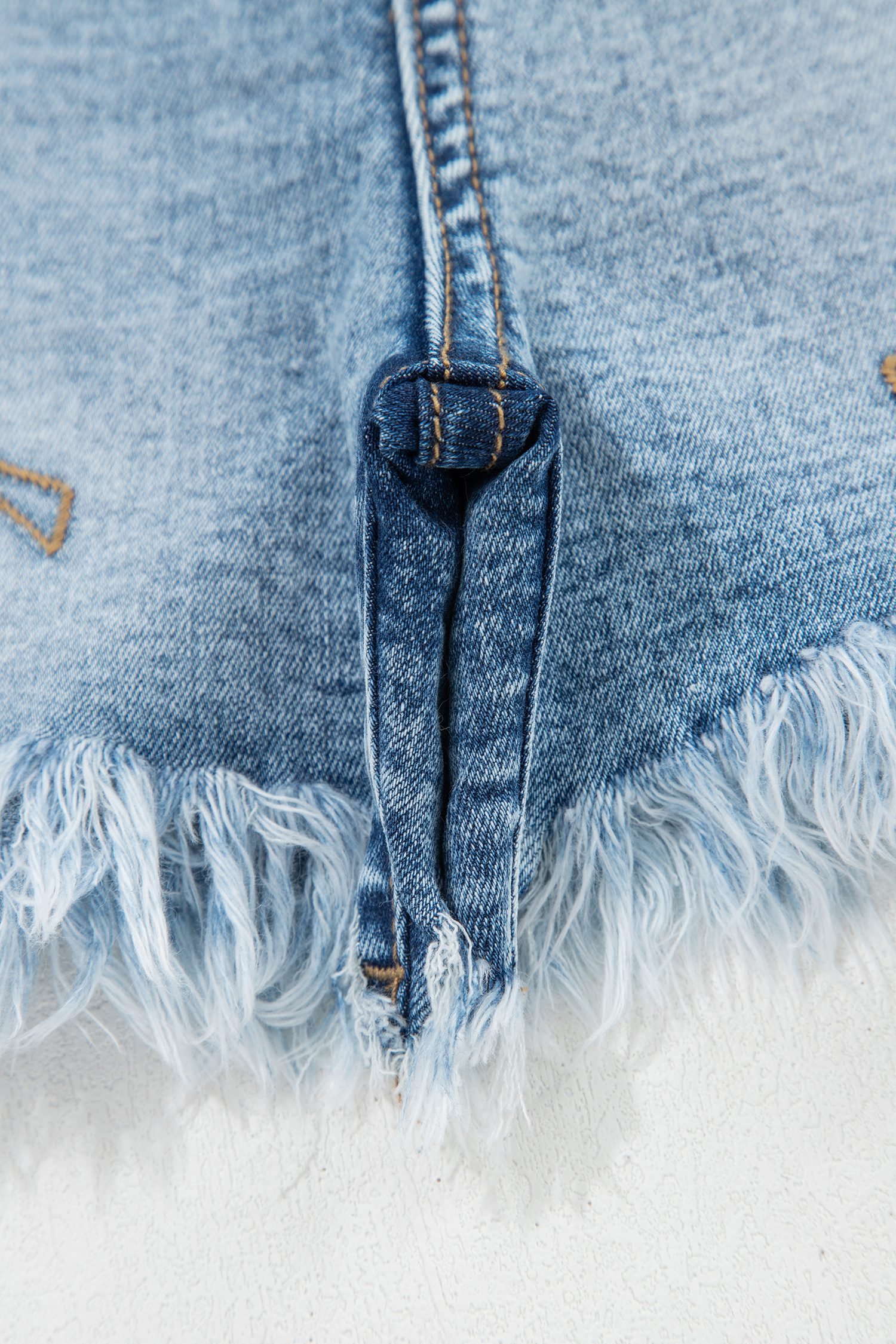 Dusk Blue Western Embroidery Stud Denim Shorts Summer Daily Wear