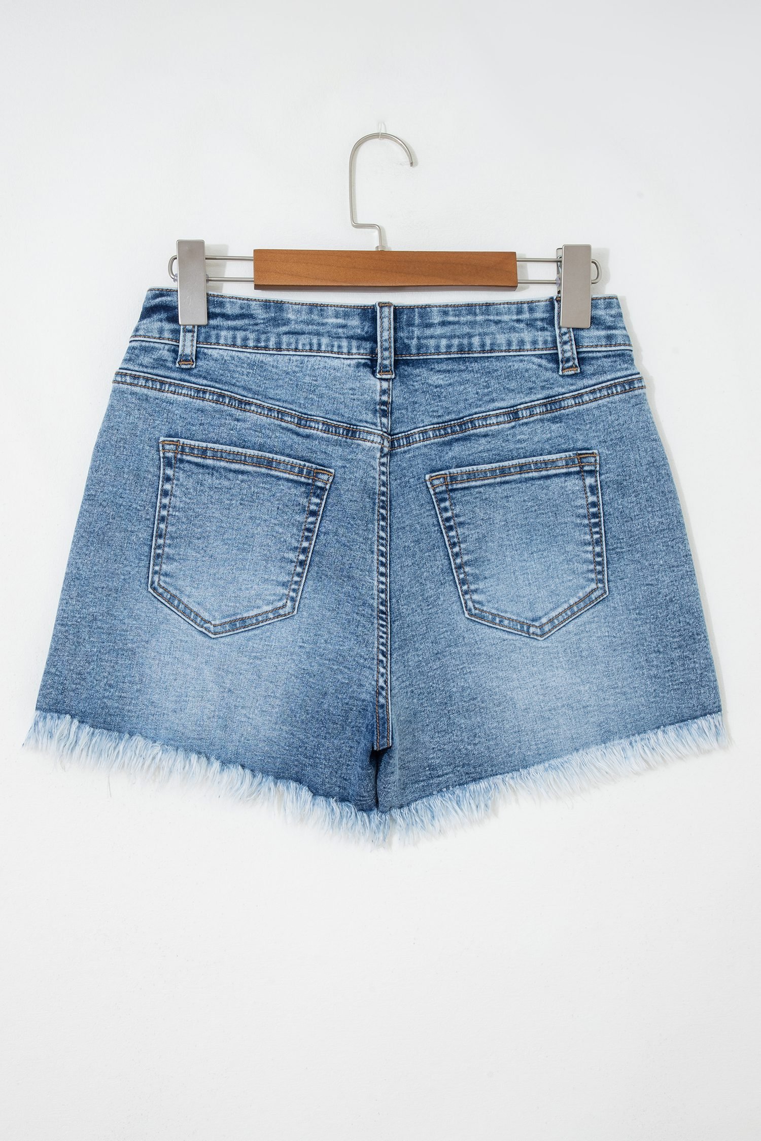 Dusk Blue Western Embroidery Stud Denim Shorts Summer Daily Wear