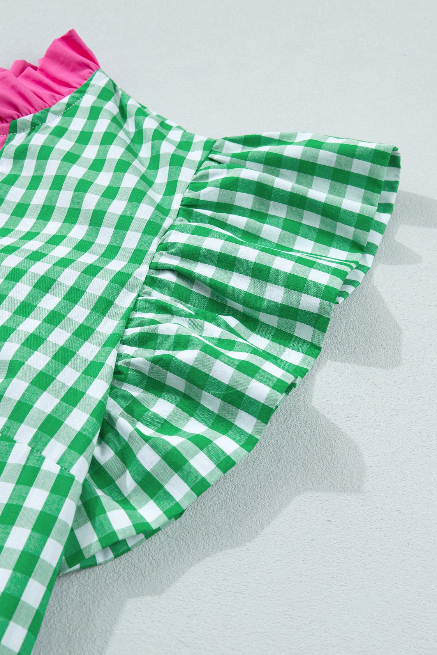 Bright Green Summer Color-Blocked Plaid Pattern Midi Dress - Image 12