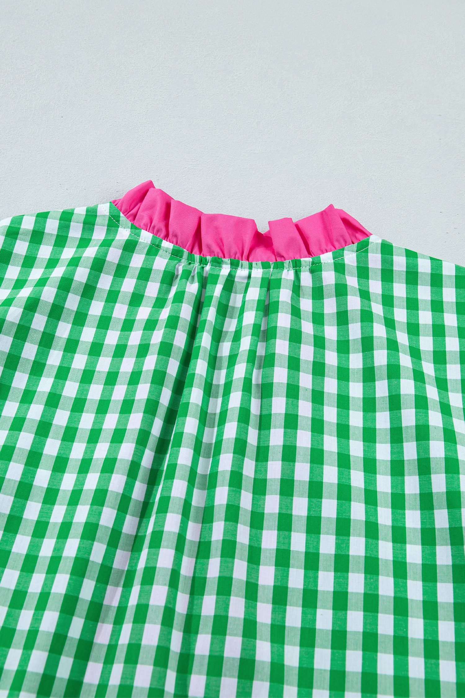 Bright Green Summer Color-Blocked Plaid Pattern Midi Dress - Image 8