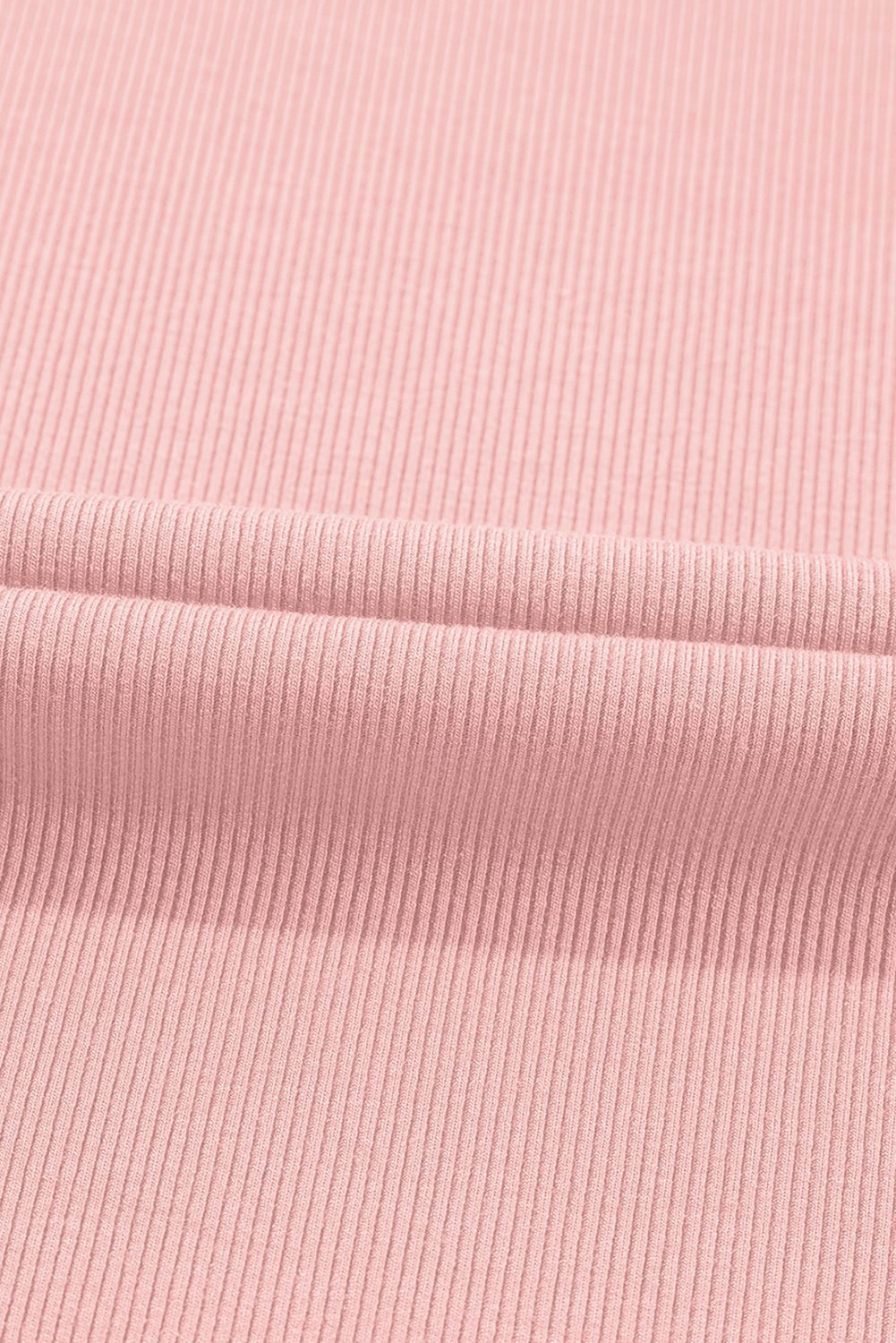 Light Pink Ribbed Pearl Beaded Puff Sleeve Top
