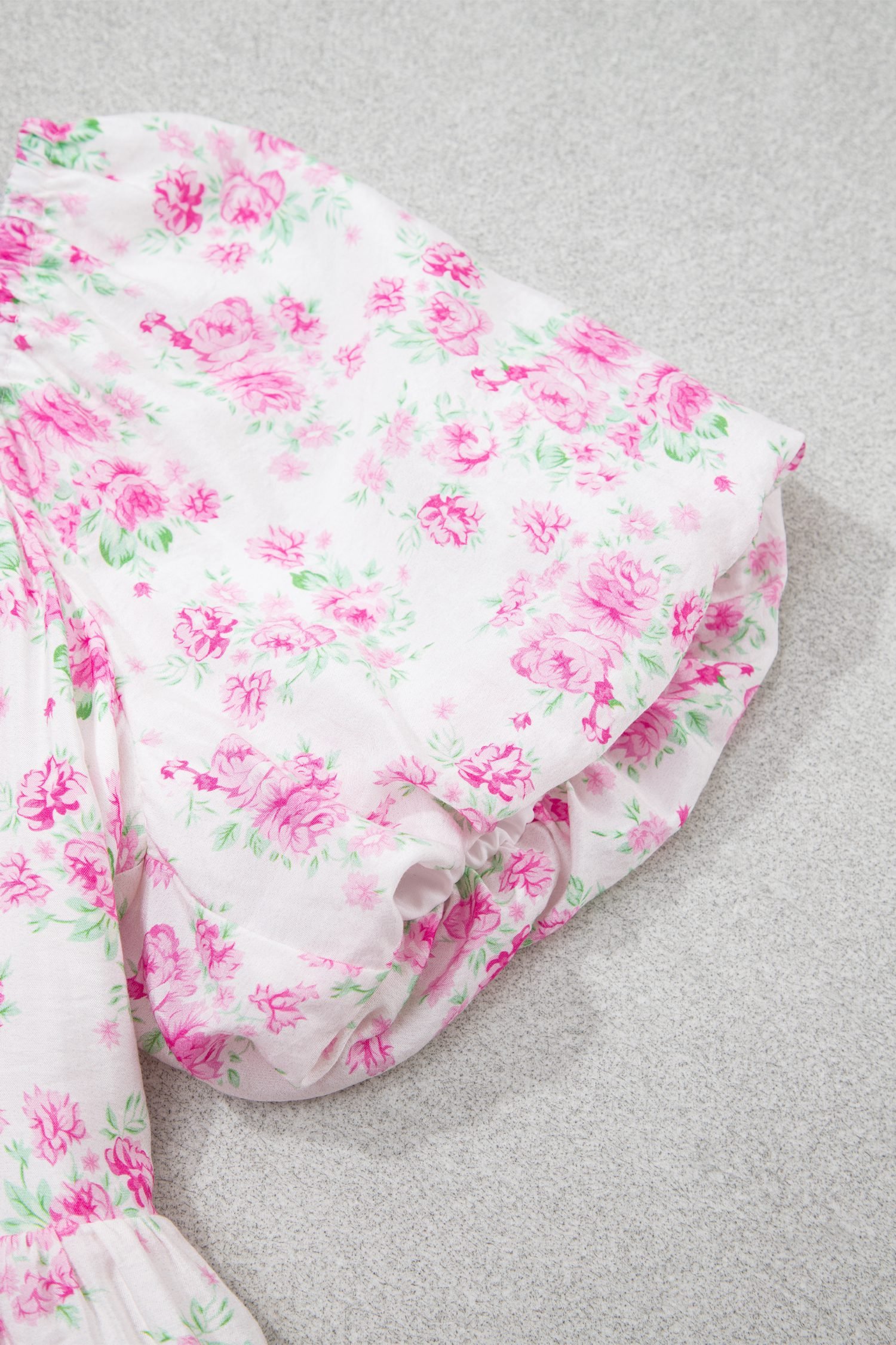 Pink Floral Print Square Neck Ribbon Knot Back Cute Mini Dress