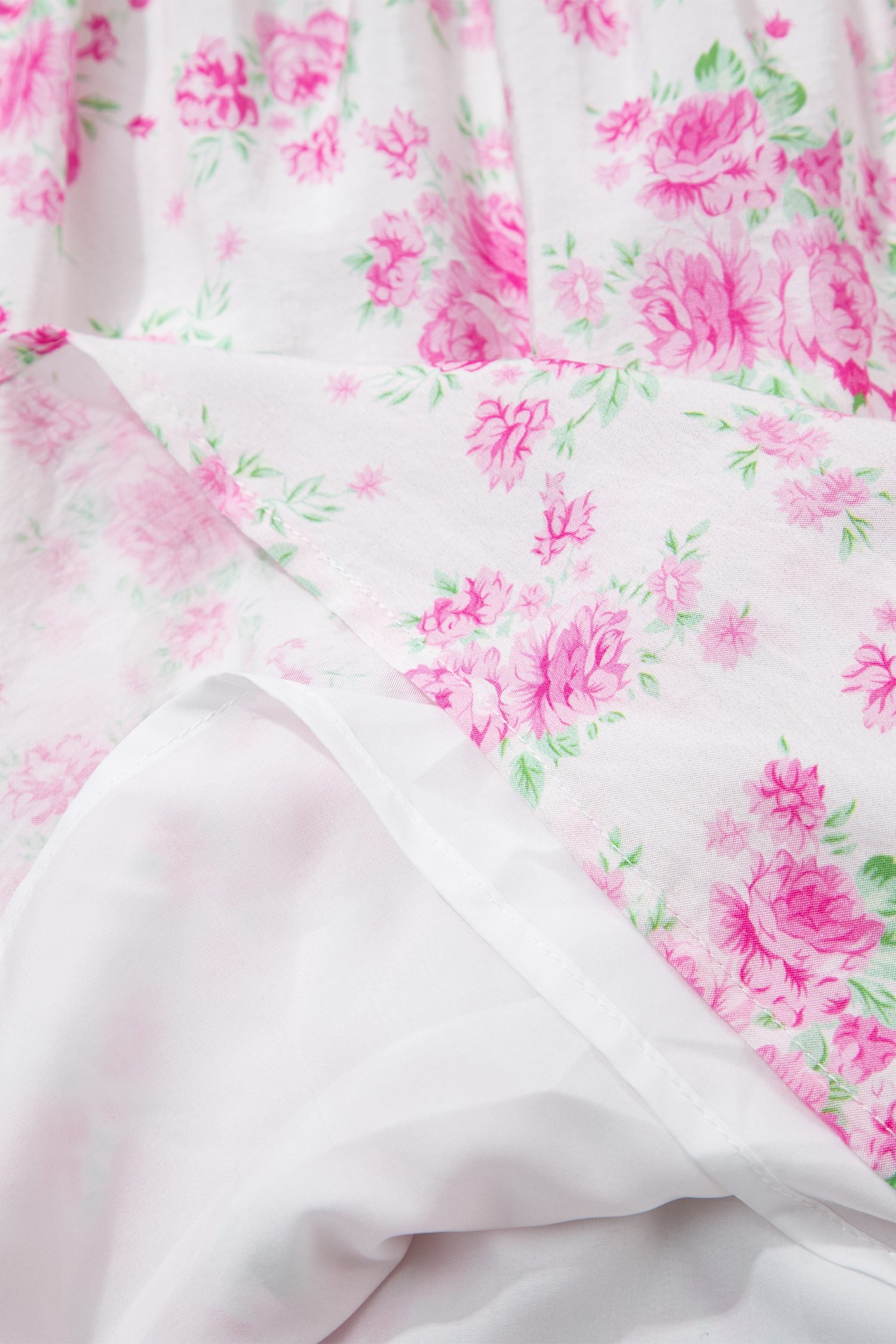 Pink Floral Print Square Neck Ribbon Knot Back Cute Mini Dress