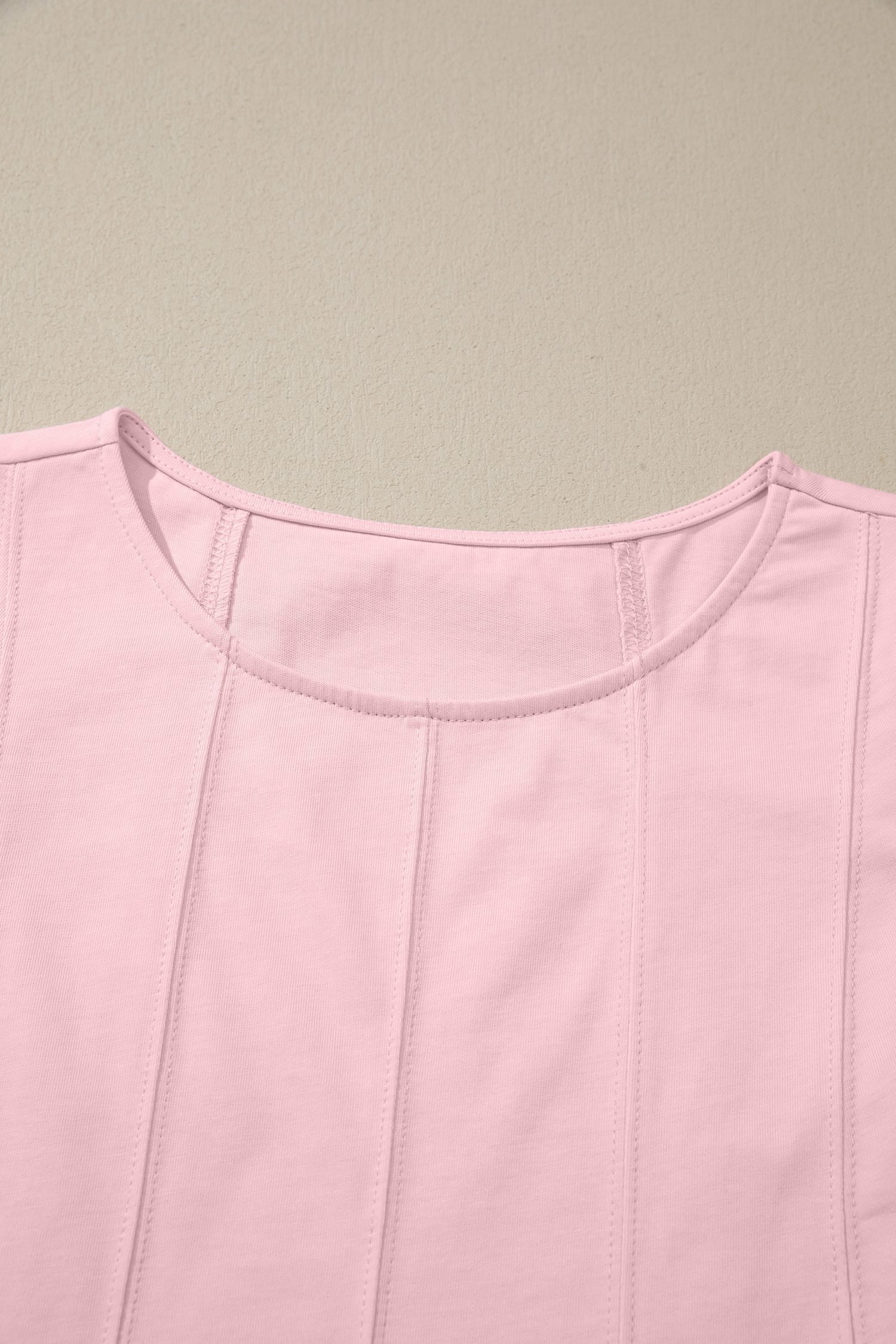 Pink Stitched Detail Loose Tank Top Cotton 2pcs Short Set