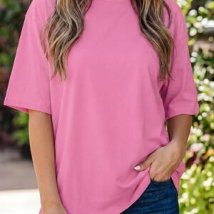 Sachet Pink Solid Color High Neck Oversize Tee