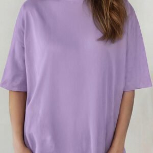 Wisteria Solid Color High Neck Oversize Tee