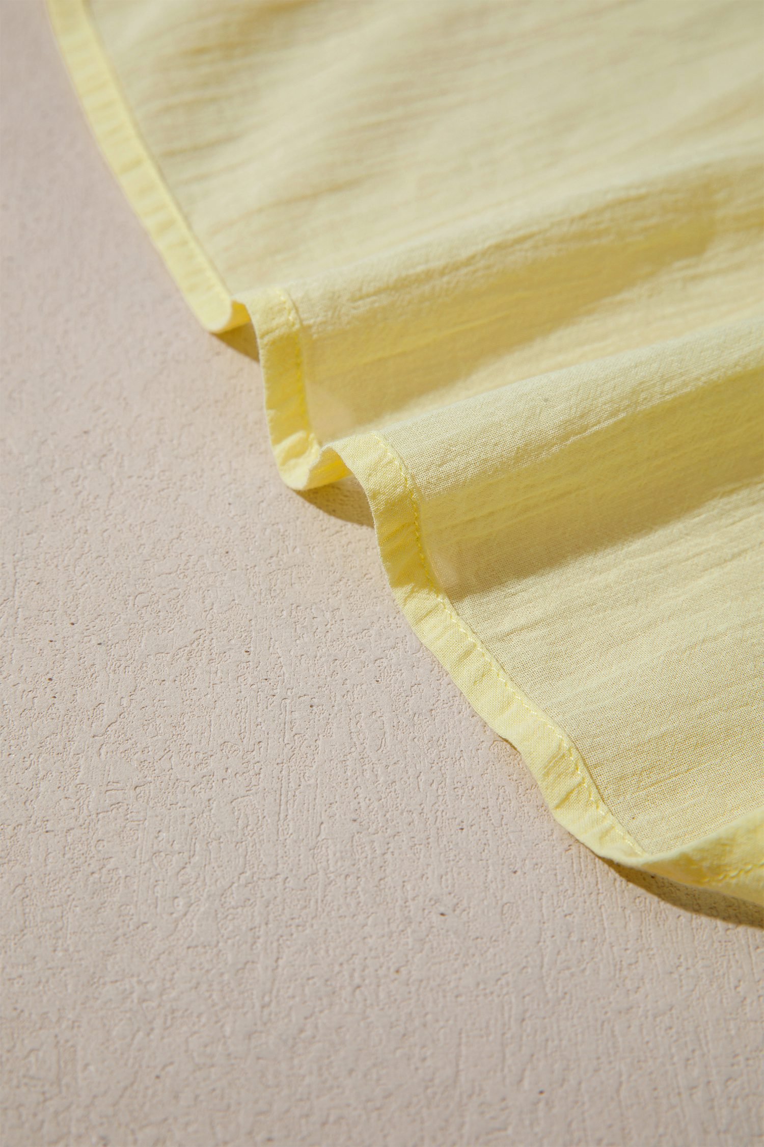 Yellow Cream V Neck Ruffle Trim Sleeveless Shift Top