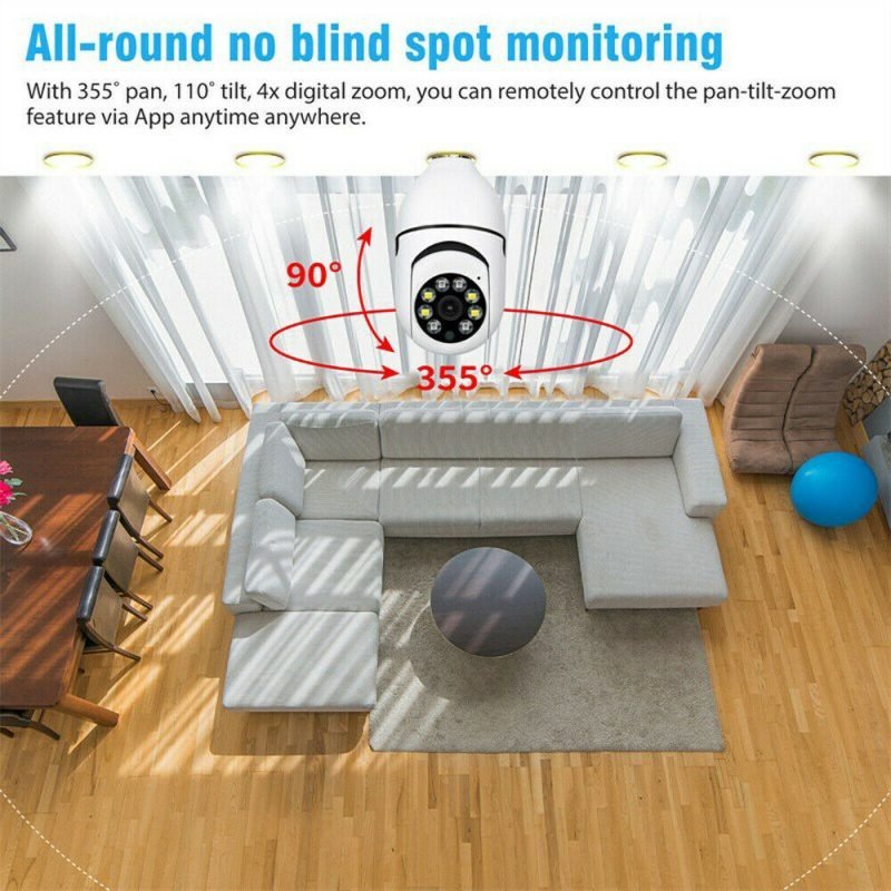 IR E27 Light Bulb Camera 2MP 1080P HD Wireless Wifi Smart Home Security Camera - Image 6