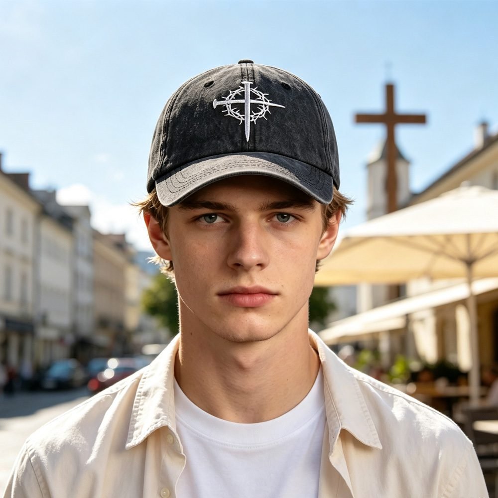 2pcs Crown Baseball Cap For Men Women, Crown Of Thorns Nail Cross Embroidery Christian Faith Hat - Image 7