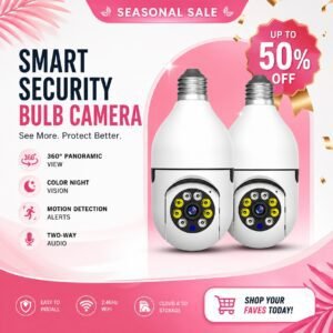 2 PCS Ease Life APP Light Bulb Security Cameras Outdoor Indoor Wireless WiFi Camera 5GHz