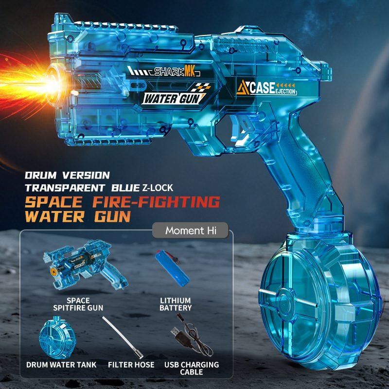 Kids Space Electric Water Gun Transformable Flashing Light & Sim Recoil Water Blaster Toy