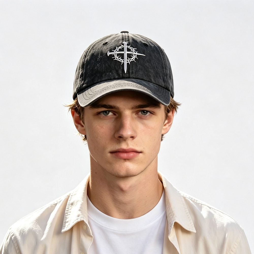 2pcs Crown Baseball Cap For Men Women, Crown Of Thorns Nail Cross Embroidery Christian Faith Hat - Image 8