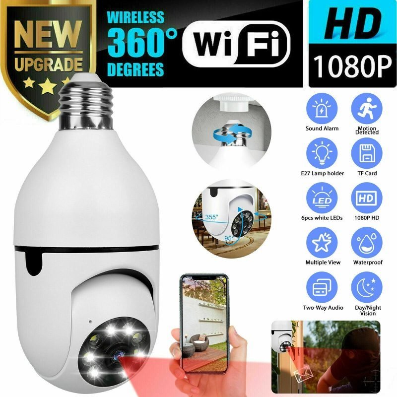 IR E27 Light Bulb Camera 2MP 1080P HD Wireless Wifi Smart Home Security Camera